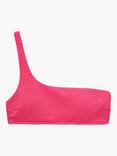 Mango Bini Textured Asymmetric Bikini Top, Bright Pink