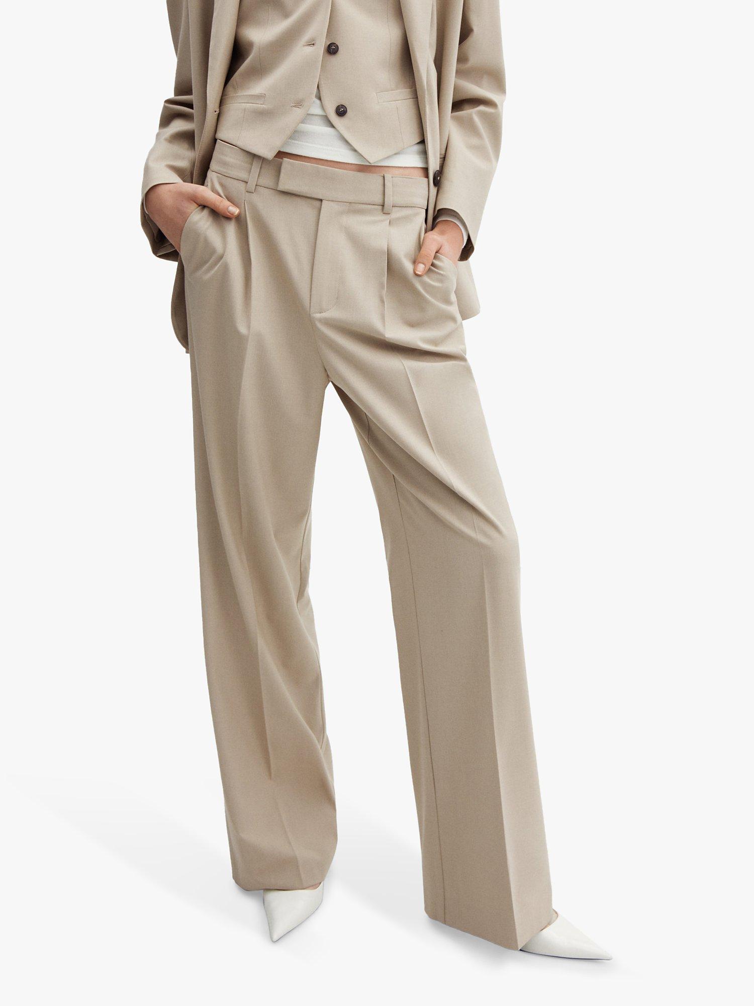 Mango Maura Wide Leg Suit Trousers, Light Beige