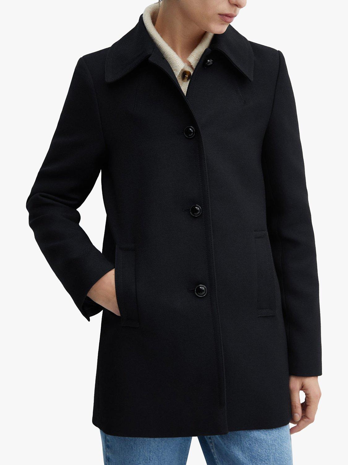 Mango Lively Shirt Collar Button Coat, Navy