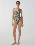 Mango Animal Print Swimsuit, Black/Multi