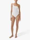 Mango Salada  Asymmetrical Textured Swimsuit, White