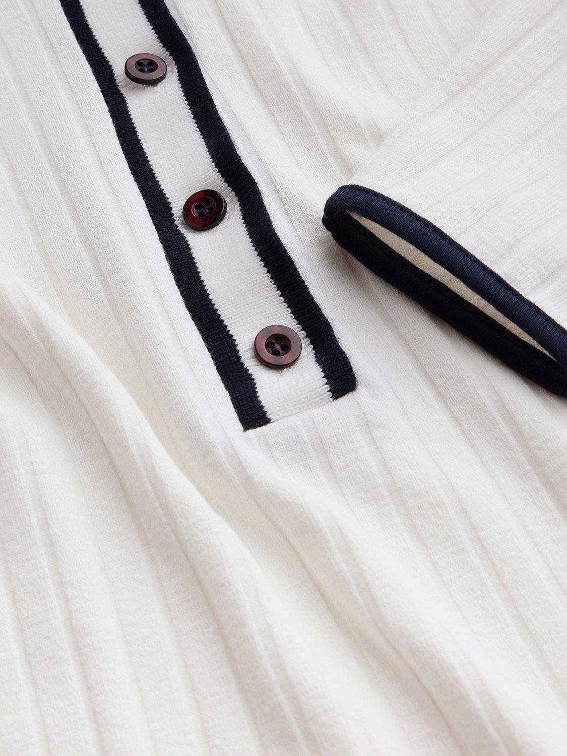 Product image 8 of 8, which shows Mint Velvet Ribbed Polo Neck Top, Ivory, XS