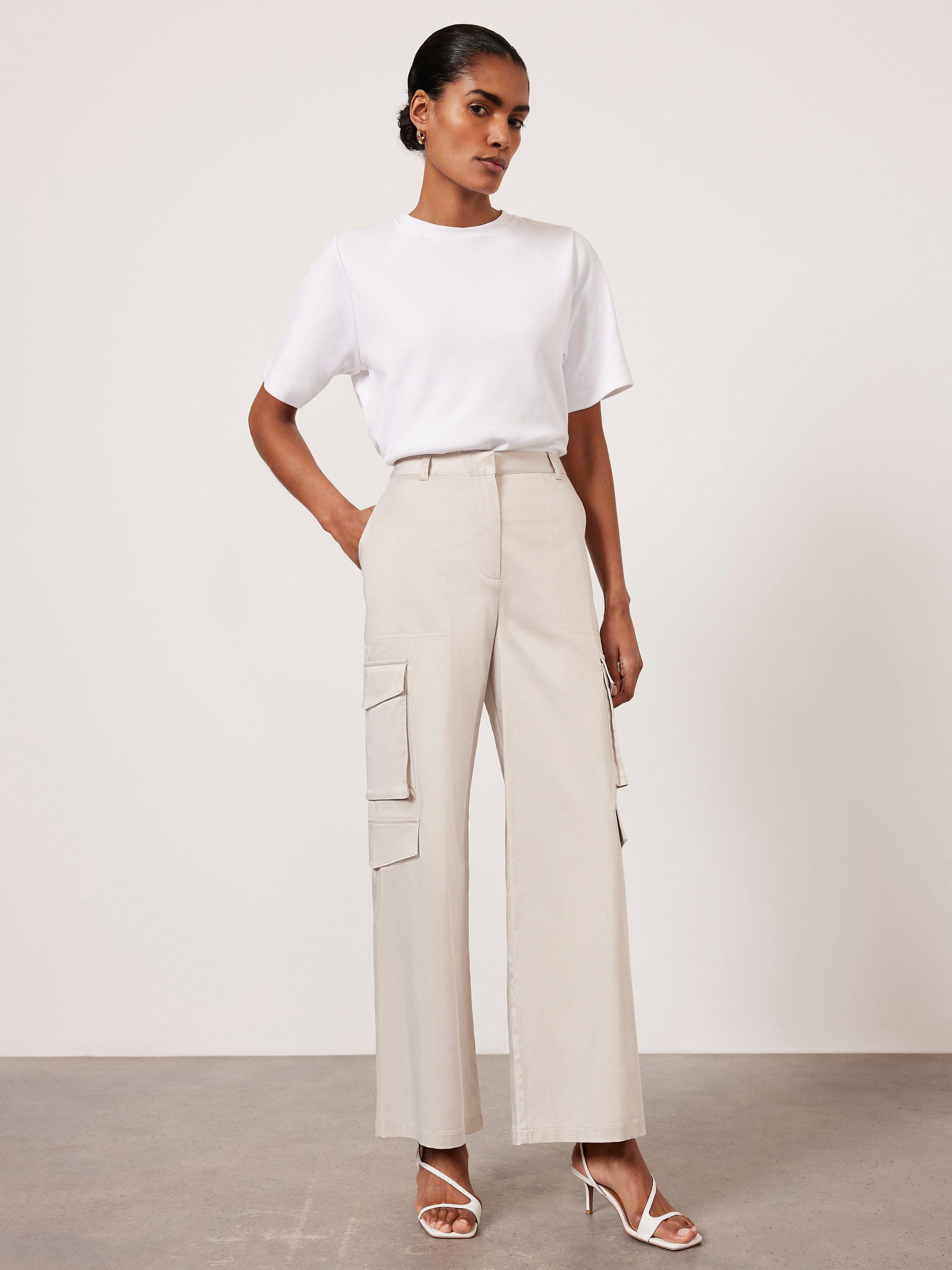 Mint Velvet Cotton Blend Cargo Trousers Light Grey