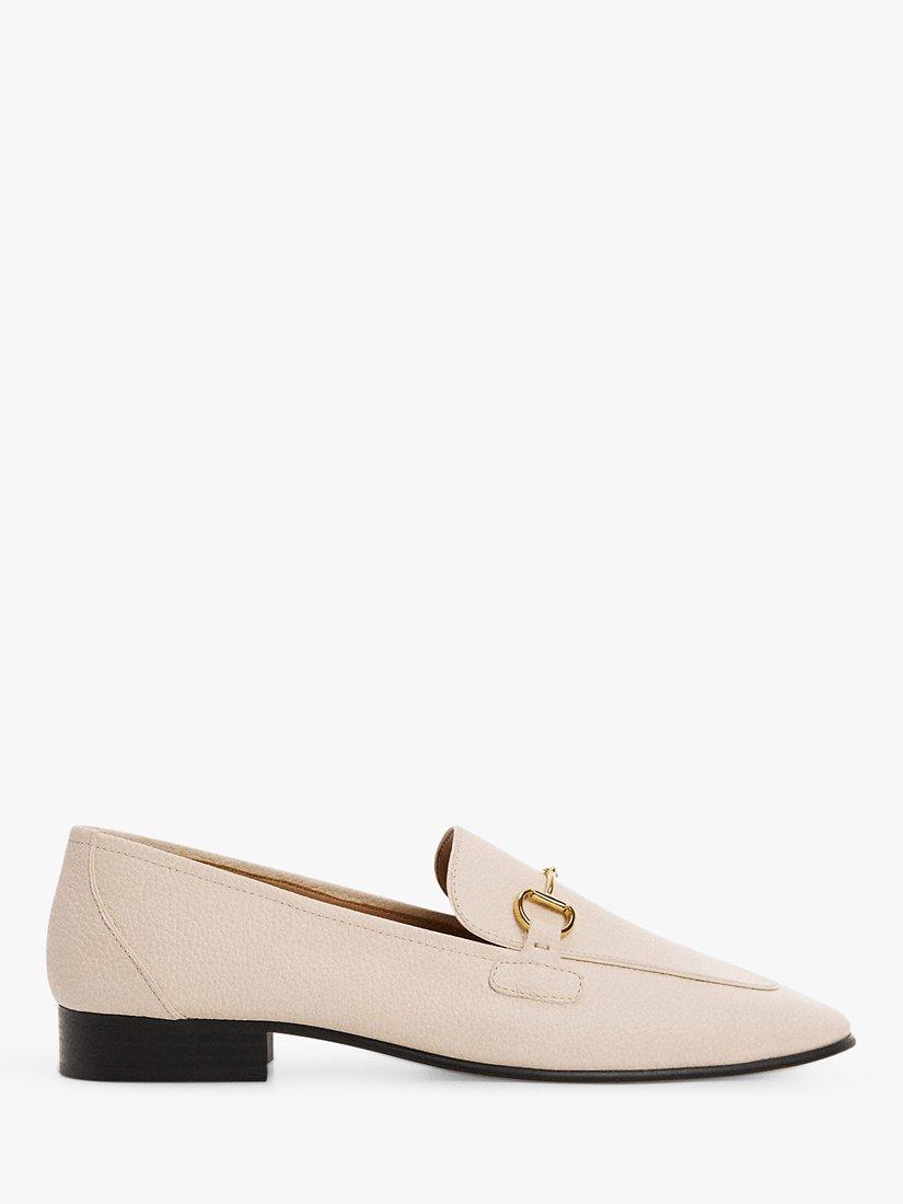 Mango Sino Leather Metallic Detail Loafers, White