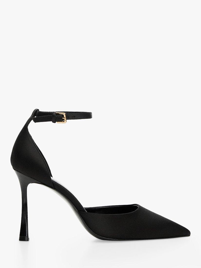 Mango Lace High Heel Two Part Court Shoes, Black