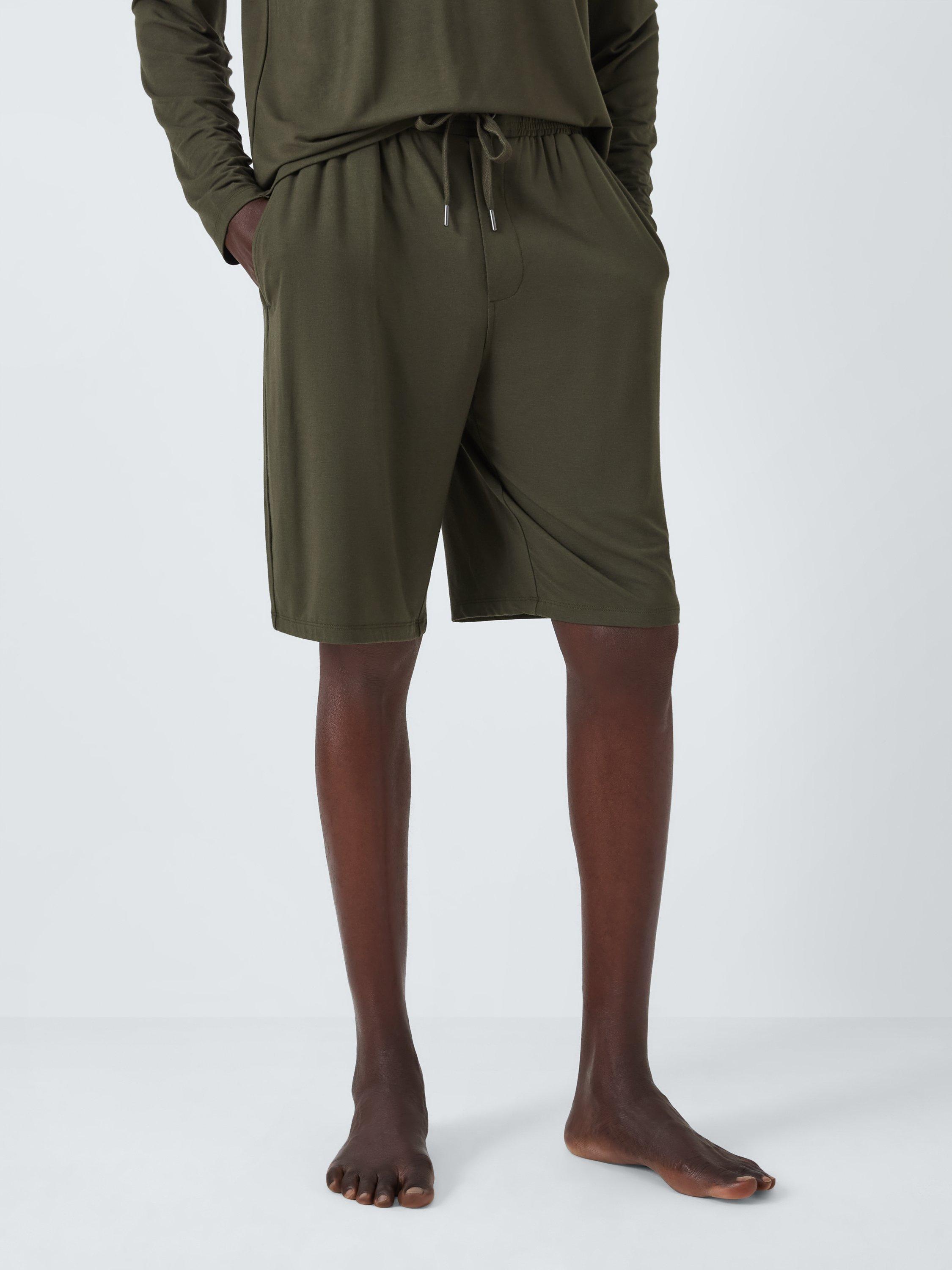 John Lewis Ultra Soft Modal Lounge Shorts Green Khaki