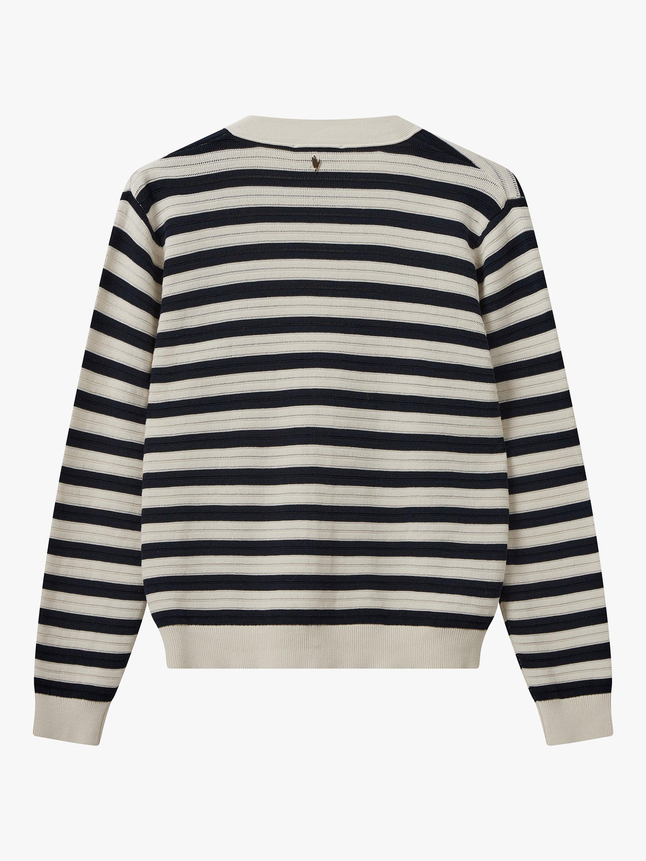 Product image 3 of 3, which shows MOS MOSH Kisana Stripe Organic Cotton Cardigan, Ecru/Black, S