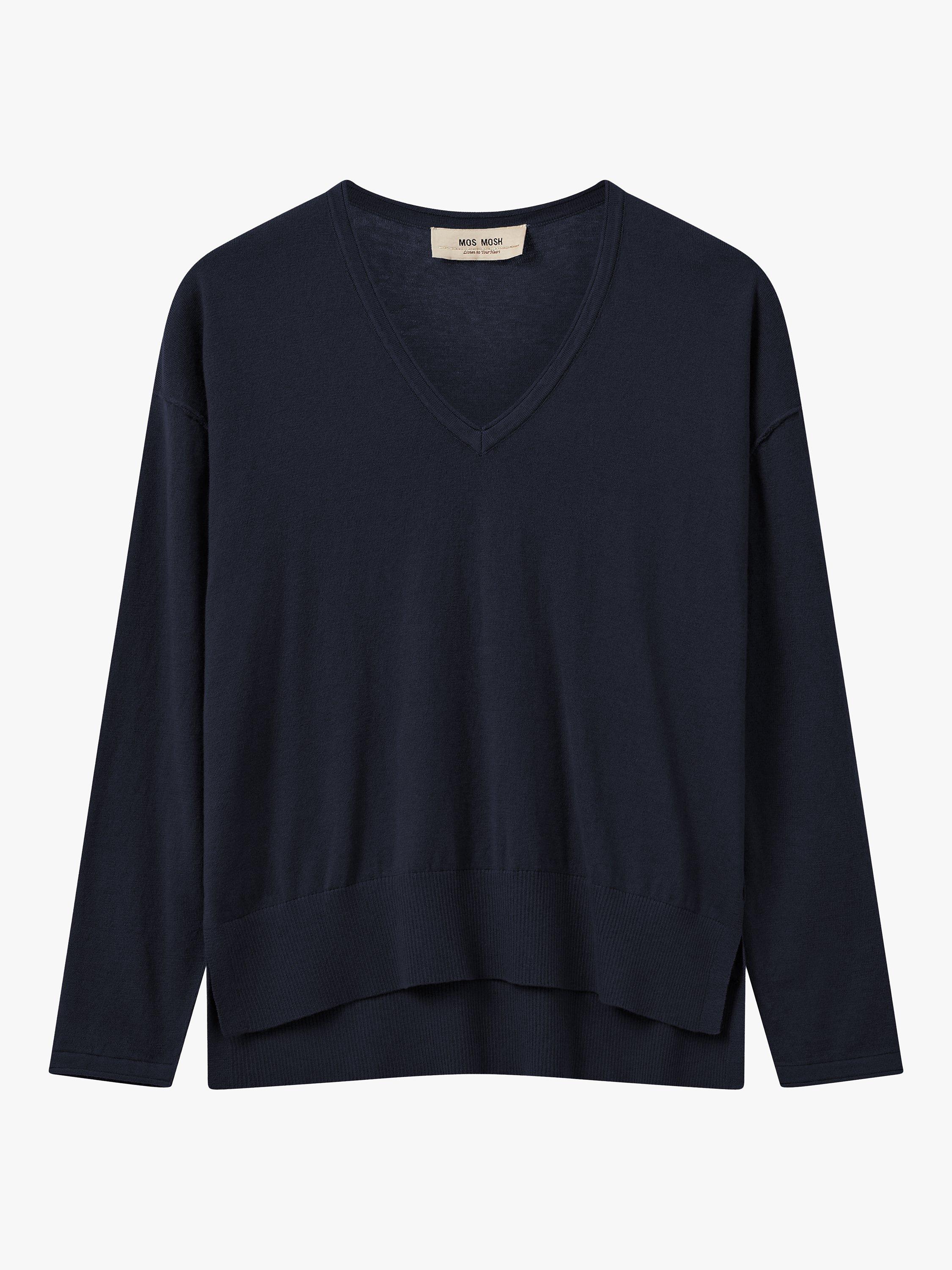Product image 2 of 3, which shows MOS MOSH Tani Cashmere Blend V-neck Jumper, Salute Navy, XS
