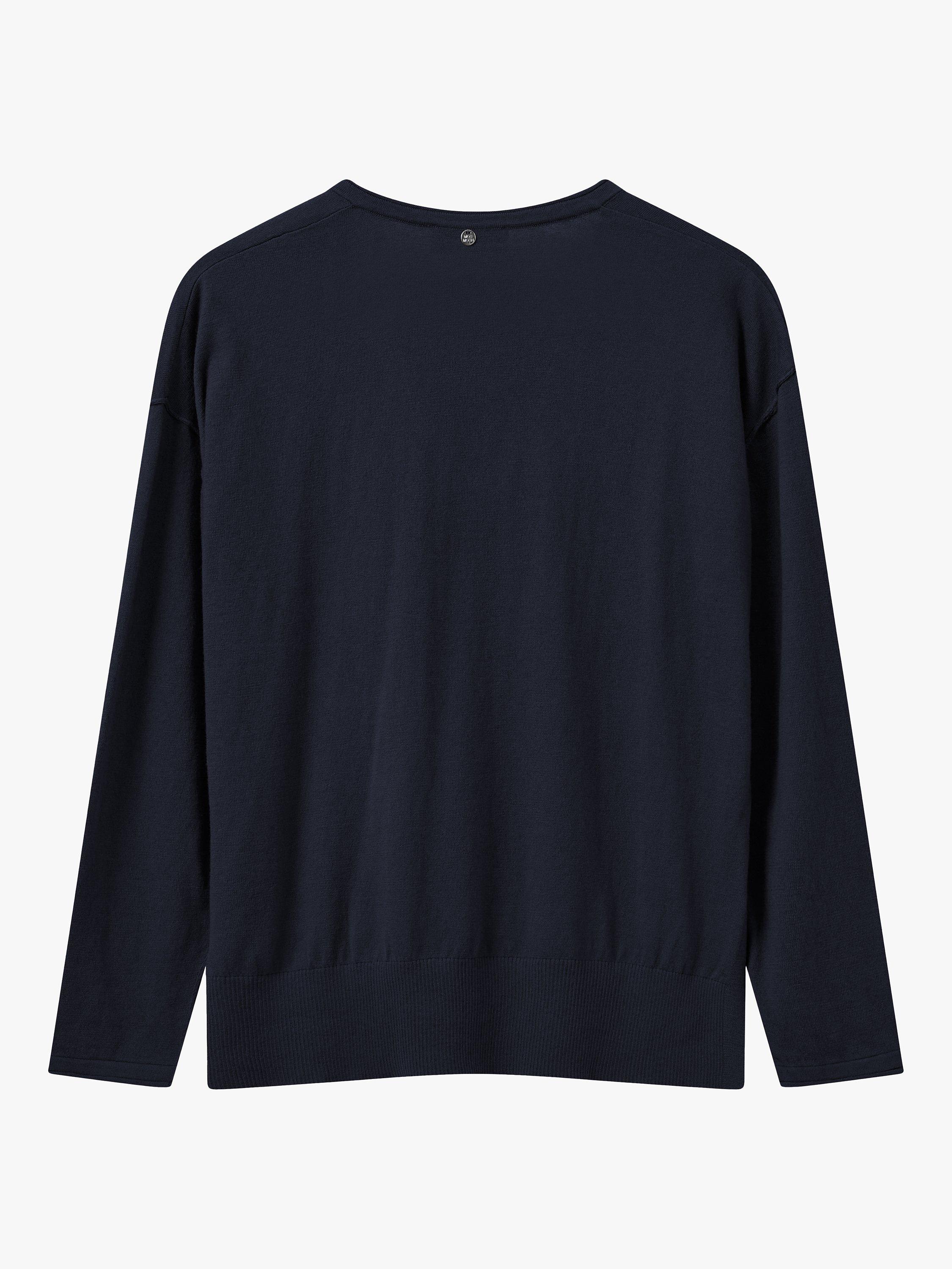 Product image 3 of 3, which shows MOS MOSH Tani Cashmere Blend V-neck Jumper, Salute Navy, XS