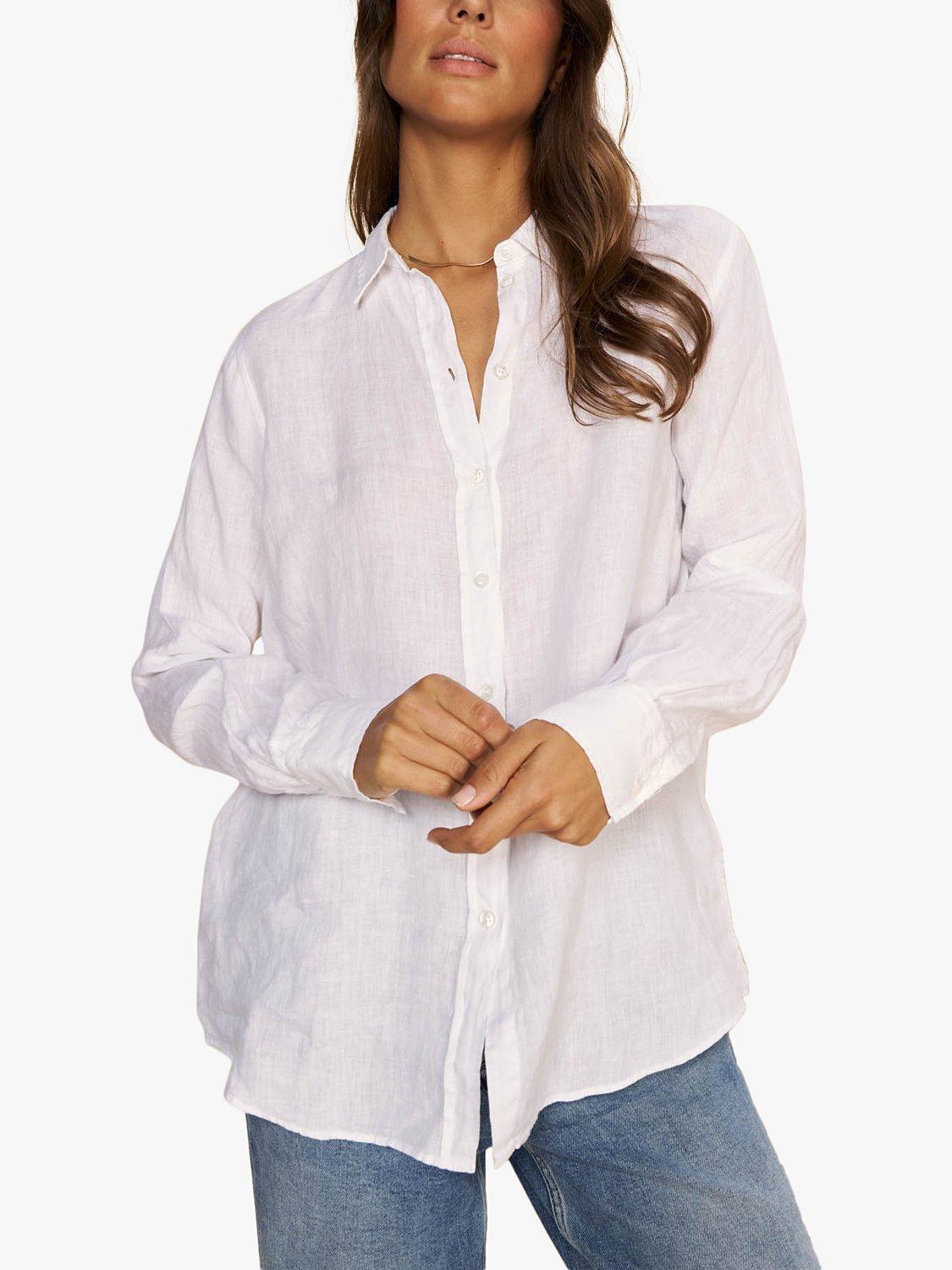 Product image 1 of 4, which shows MOS MOSH Karli Linen Shirt, White, XS