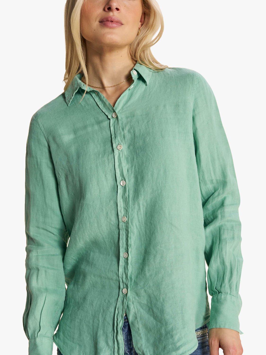 Product image 1 of 3, which shows MOS MOSH Karli Linen Shirt, Wasabi, XS