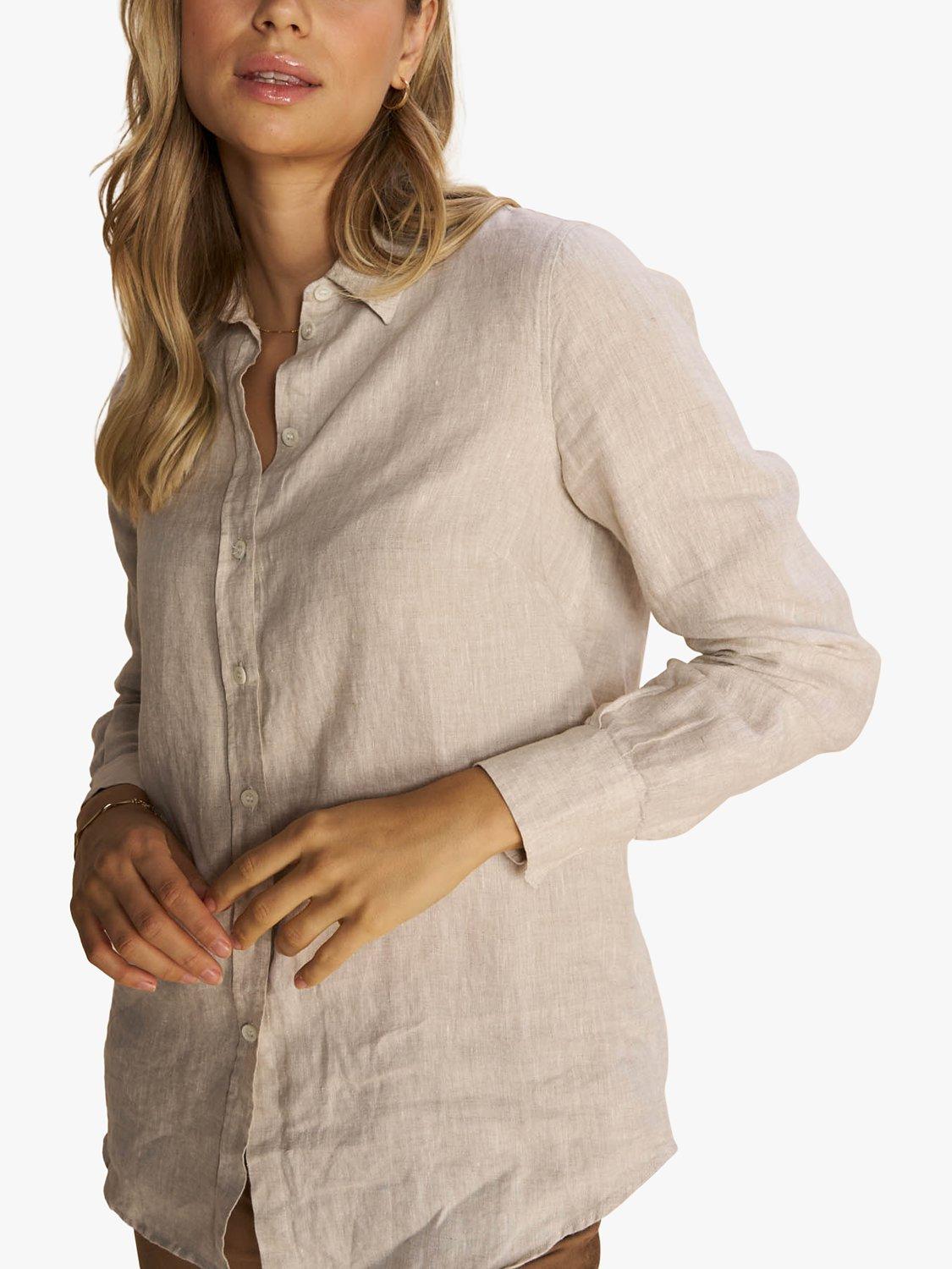 Product image 1 of 7, which shows MOS MOSH Karli Linen Shirt, Cement, L