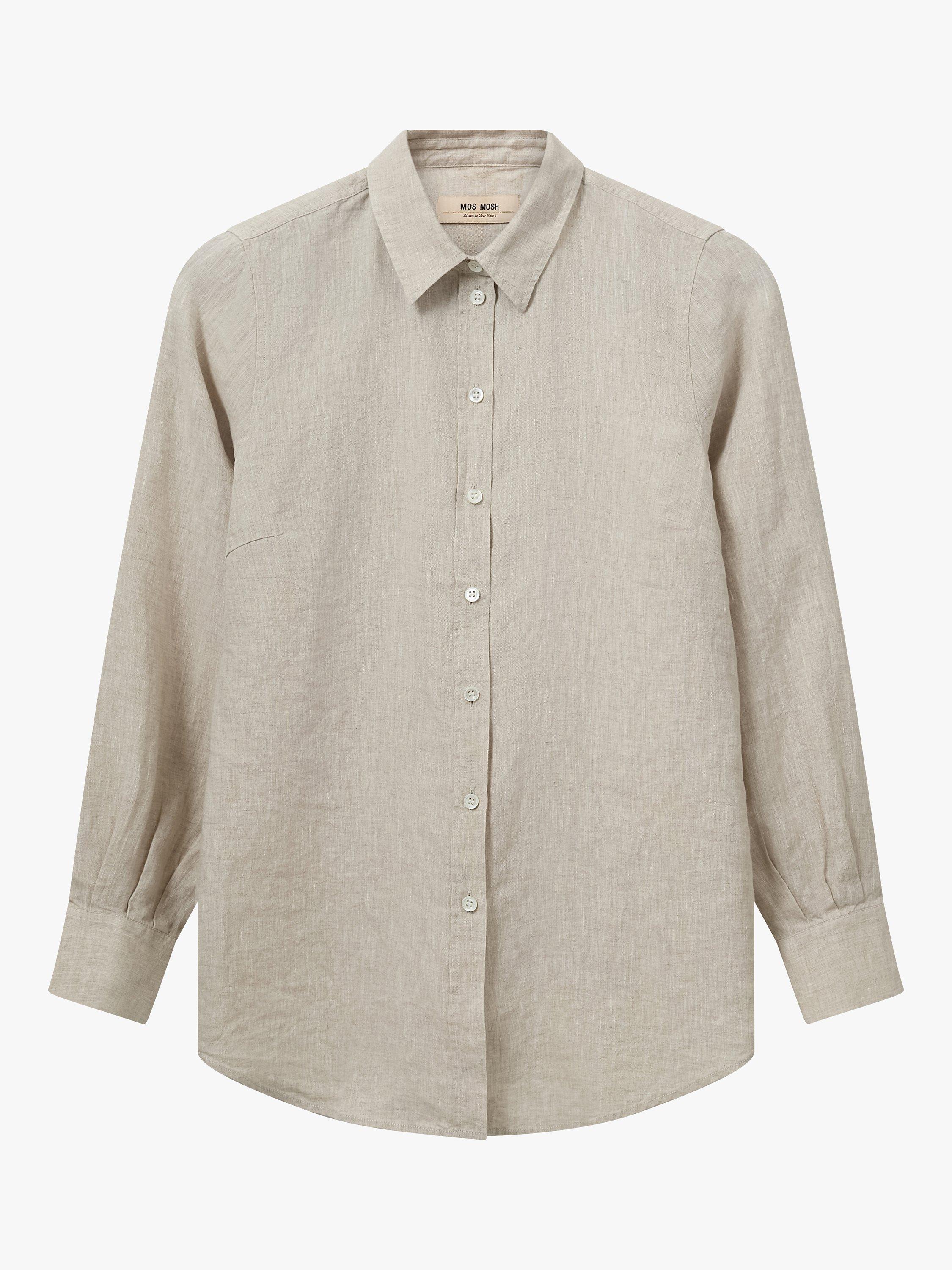 Product image 3 of 7, which shows MOS MOSH Karli Linen Shirt, Cement, L