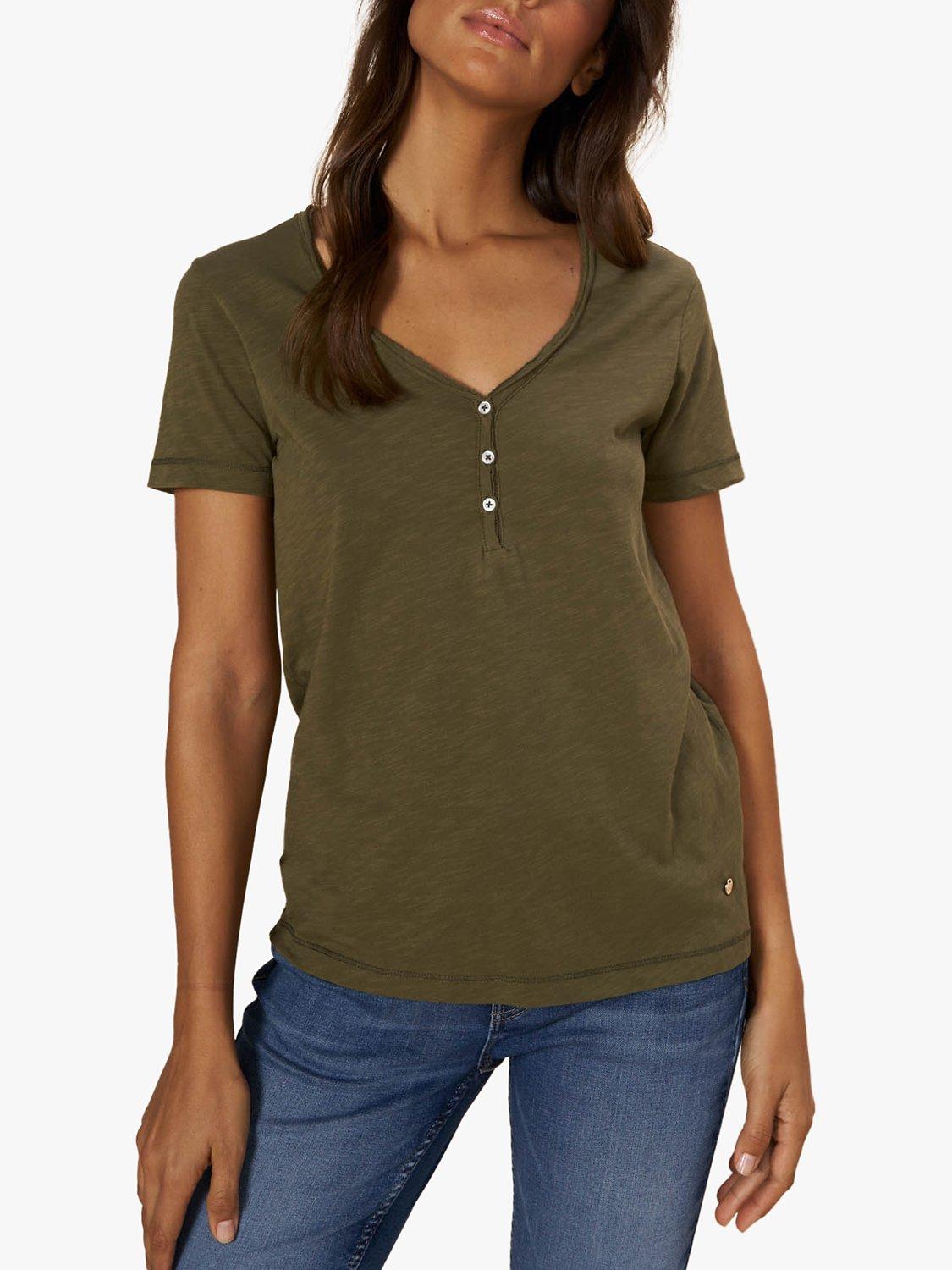 Product image 1 of 3, which shows MOS MOSH Astin Basic Organic Cotton T-Shirt, Burnt Olive, XL