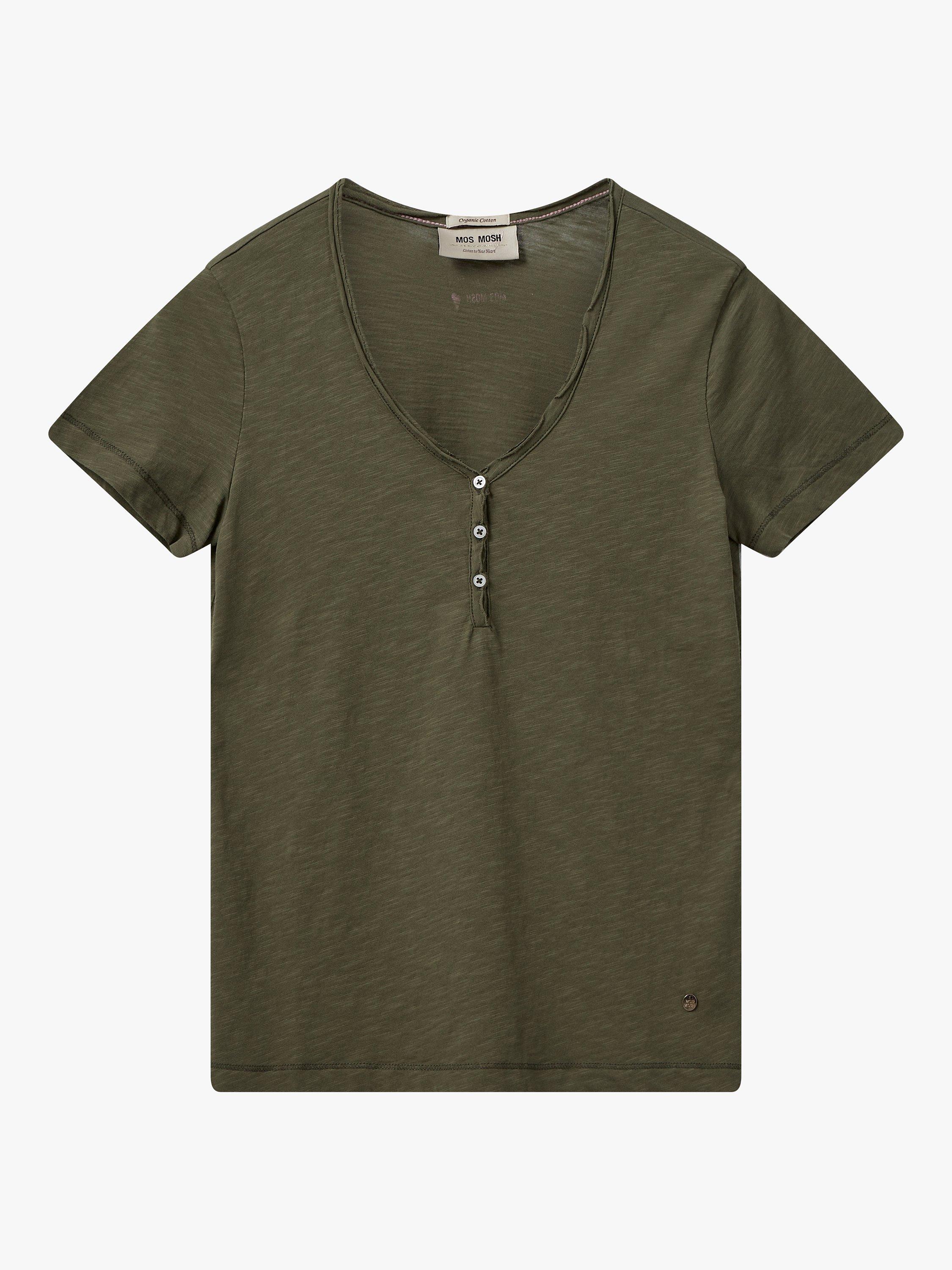 Product image 2 of 3, which shows MOS MOSH Astin Basic Organic Cotton T-Shirt, Burnt Olive, XL