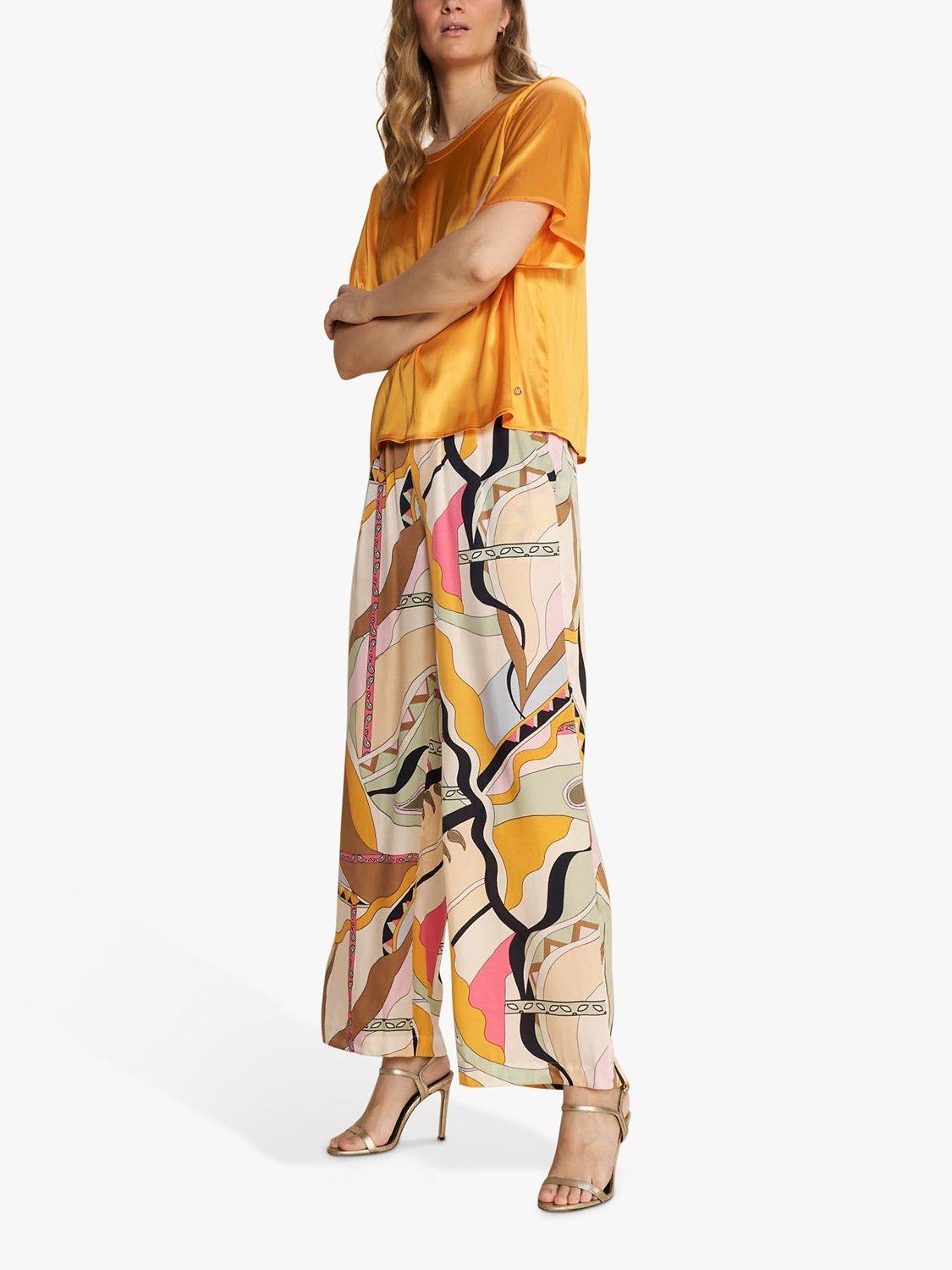MOS MOSH Rita Wide Leg Printed Trousers, Smoke Green/Multi, S