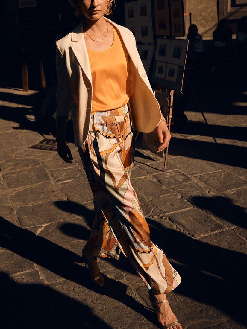 MOS MOSH Rita Wide Leg Printed Trousers, Smoke Green/Multi, S