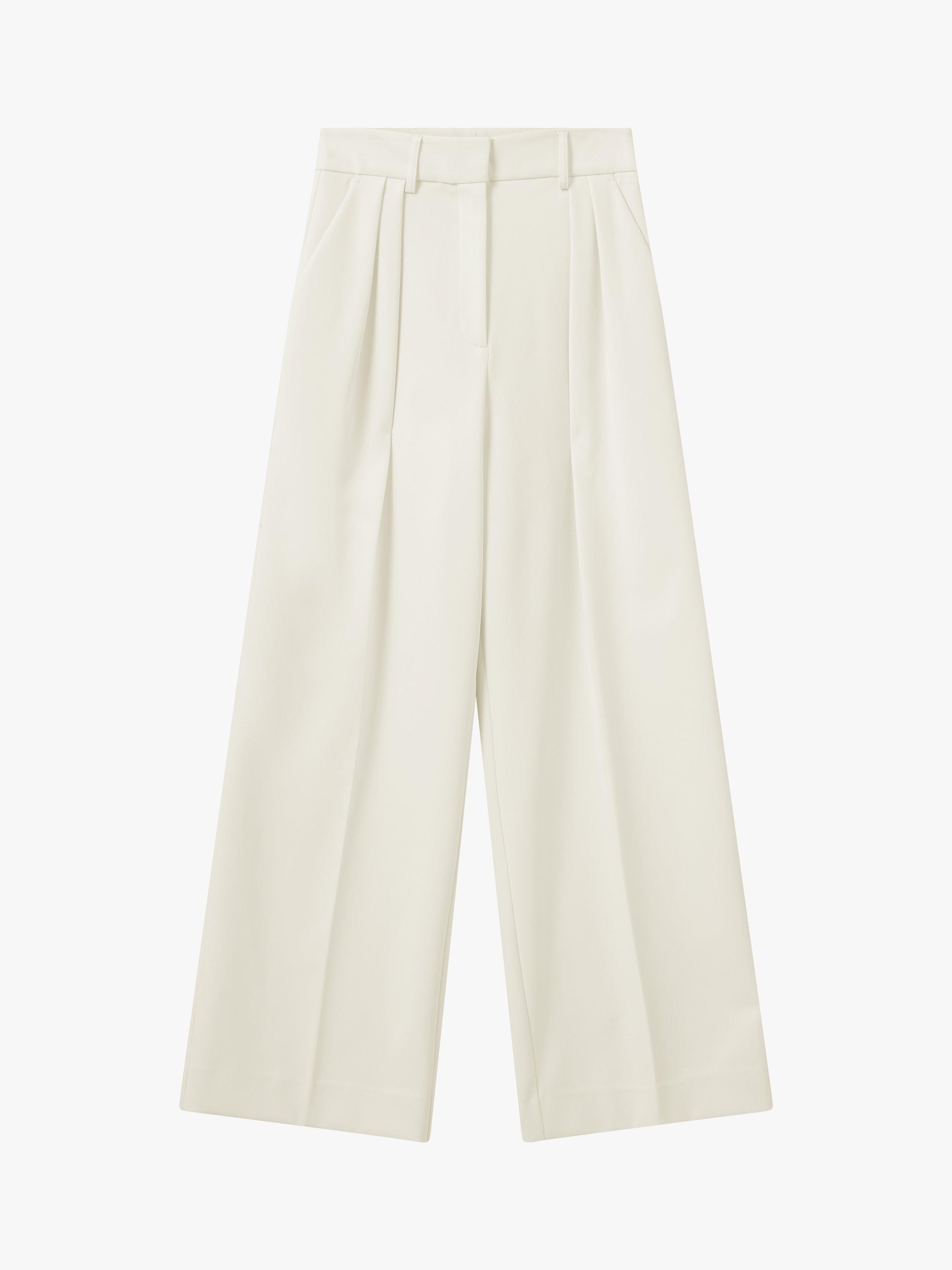 Product image 3 of 9, which shows MOS MOSH Kay Carli Wide Leg Pleated Trousers, Ecru, 14