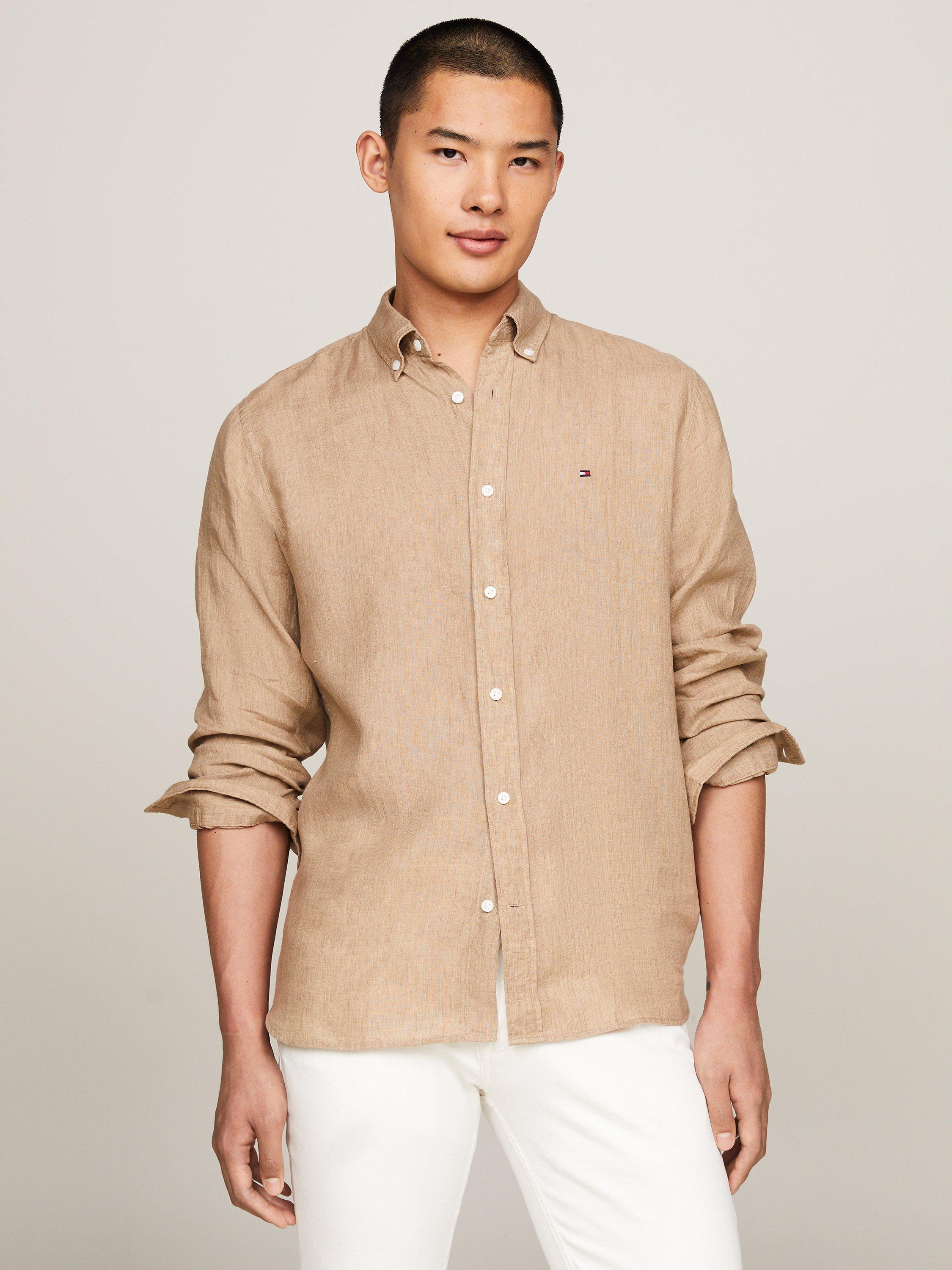 Tommy Hilfiger Linen Pigment Dyed Shirt, Beige