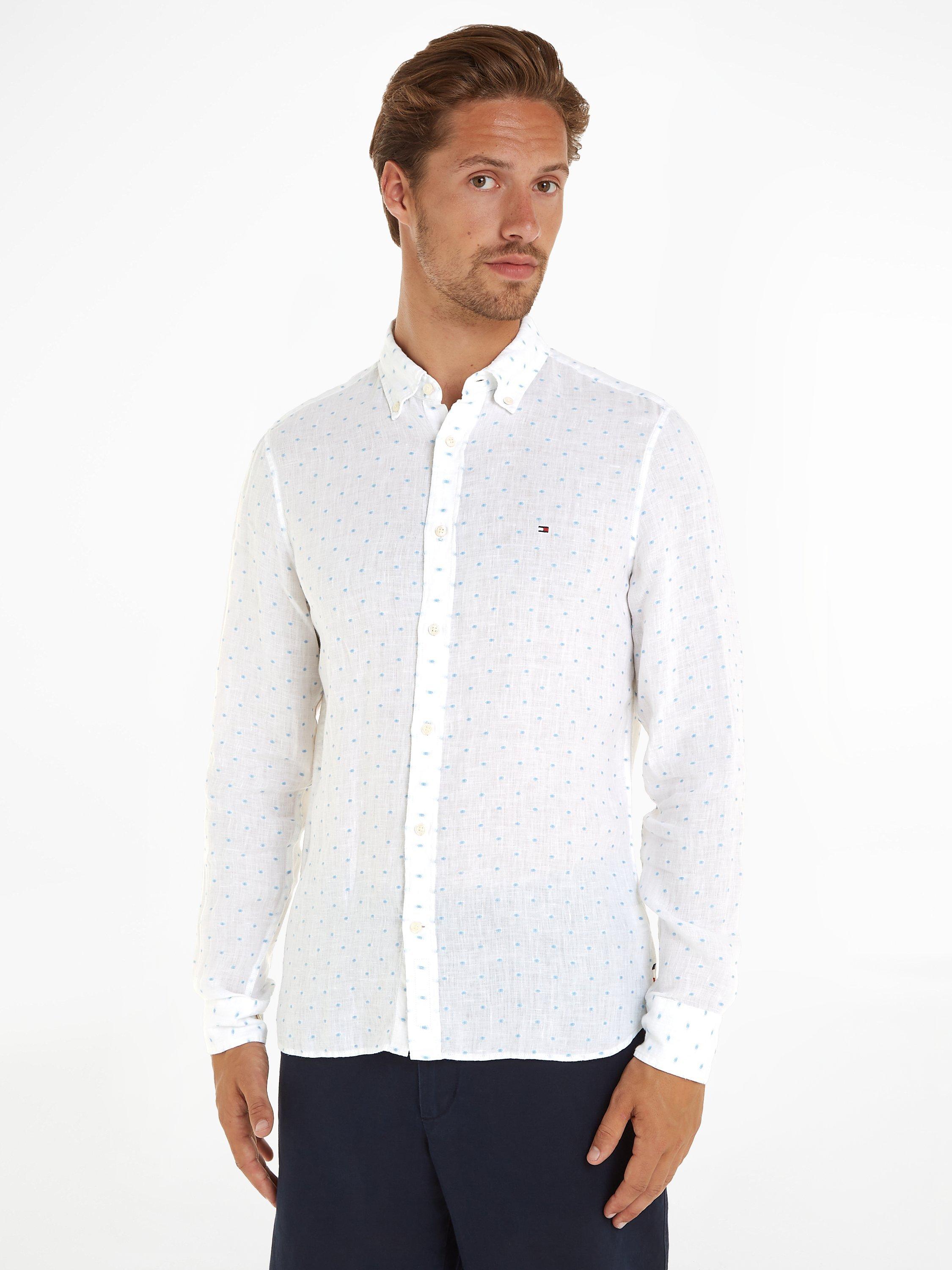 Tommy Hilfiger Linen Polka Dot Shirt, White