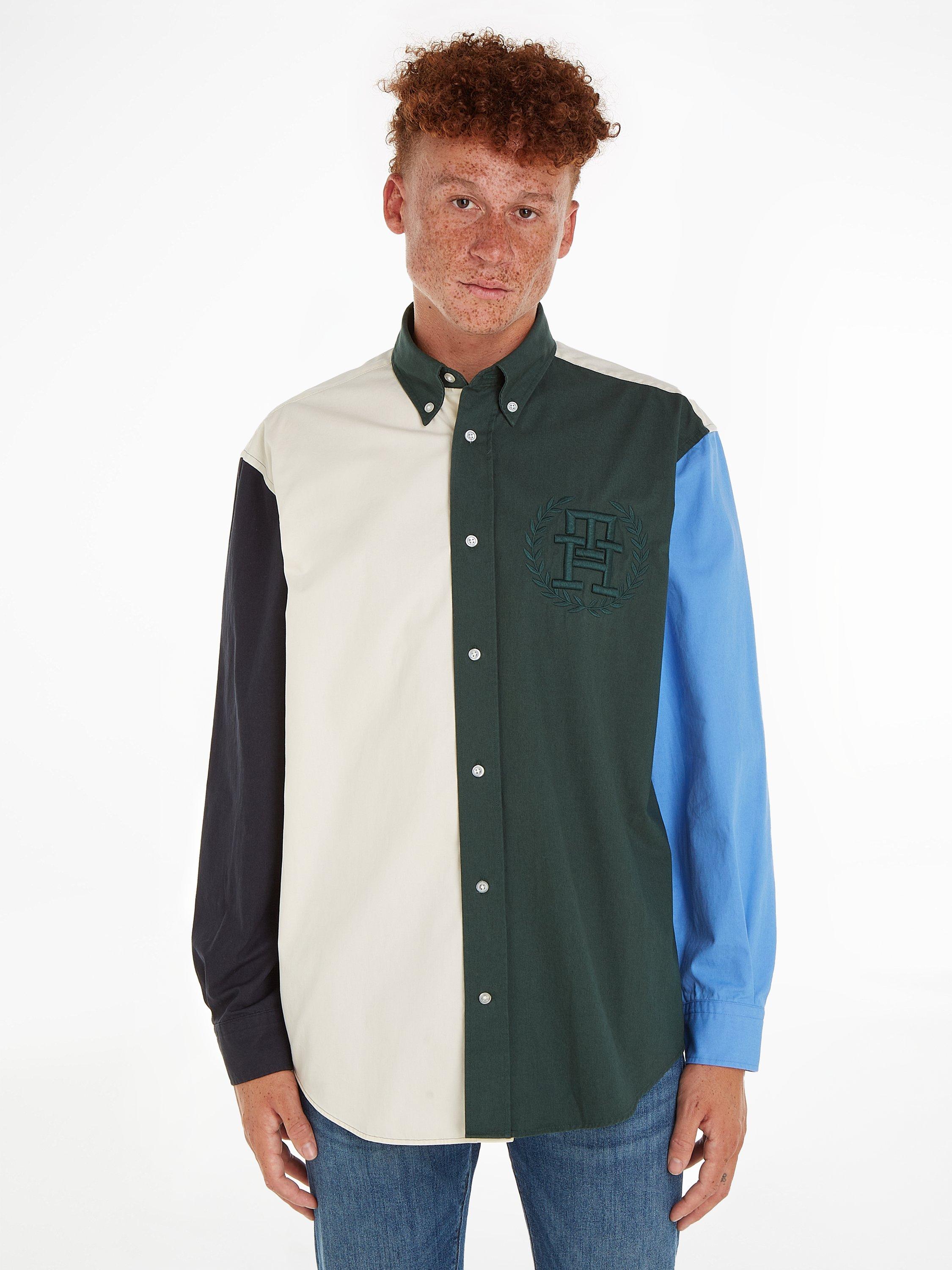 Tommy Hilfiger Cotton Block Shirt, Hunter/Desert Sky