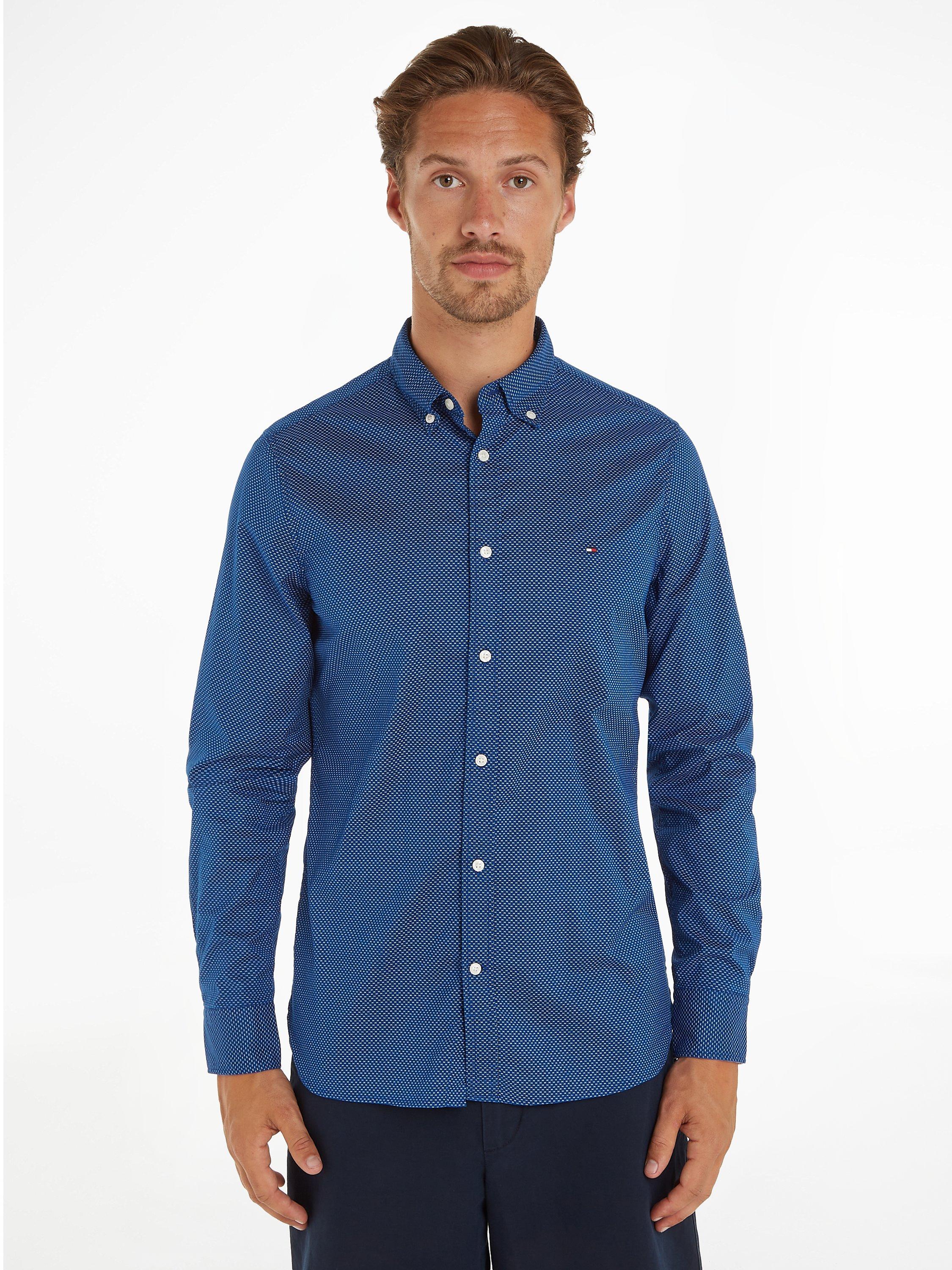Tommy Hilfiger Mini Print Slim Fit Shirt, Blue/White