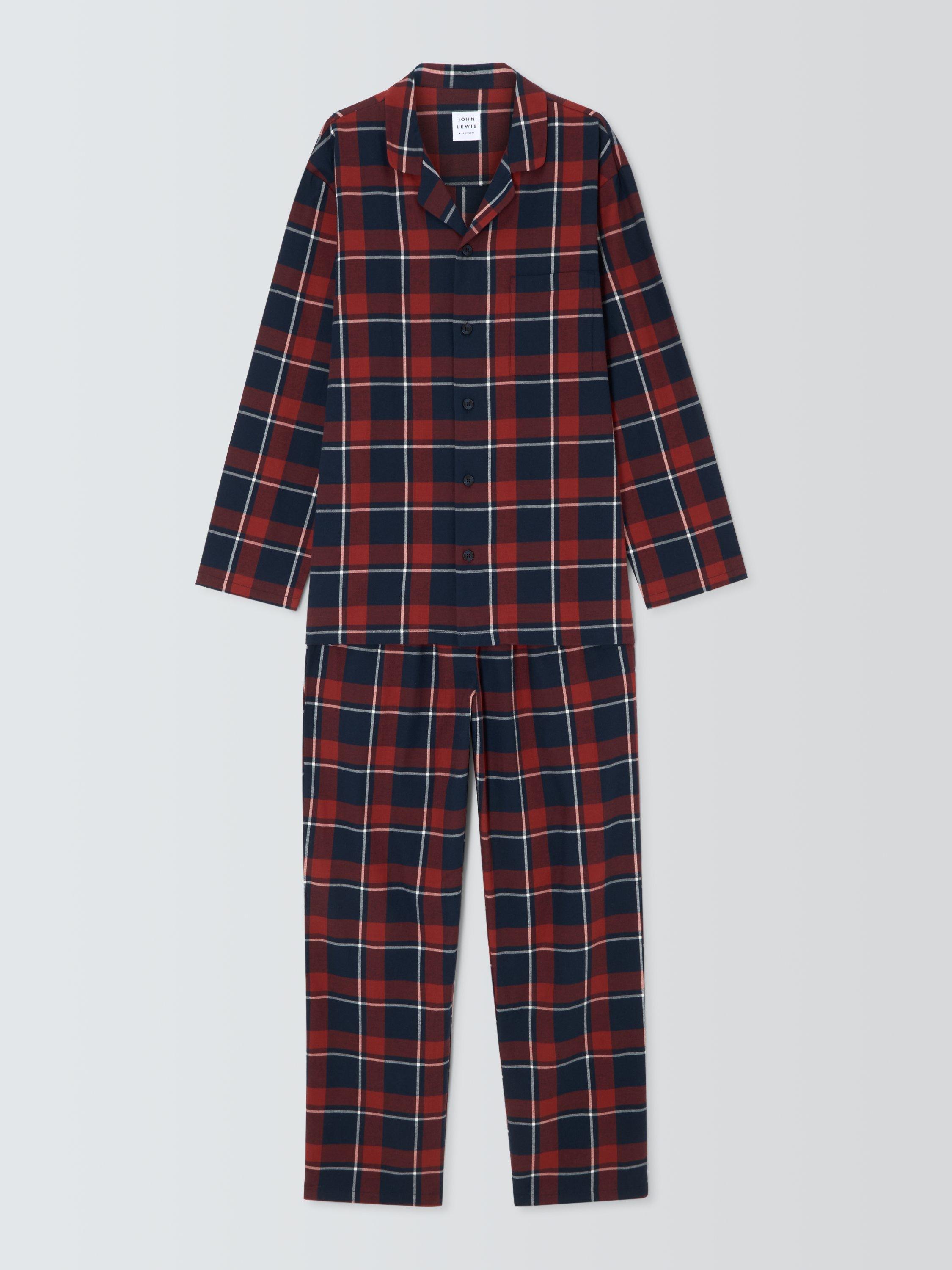 John Lewis Organic Cotton Check Pyjama Set Red Mid