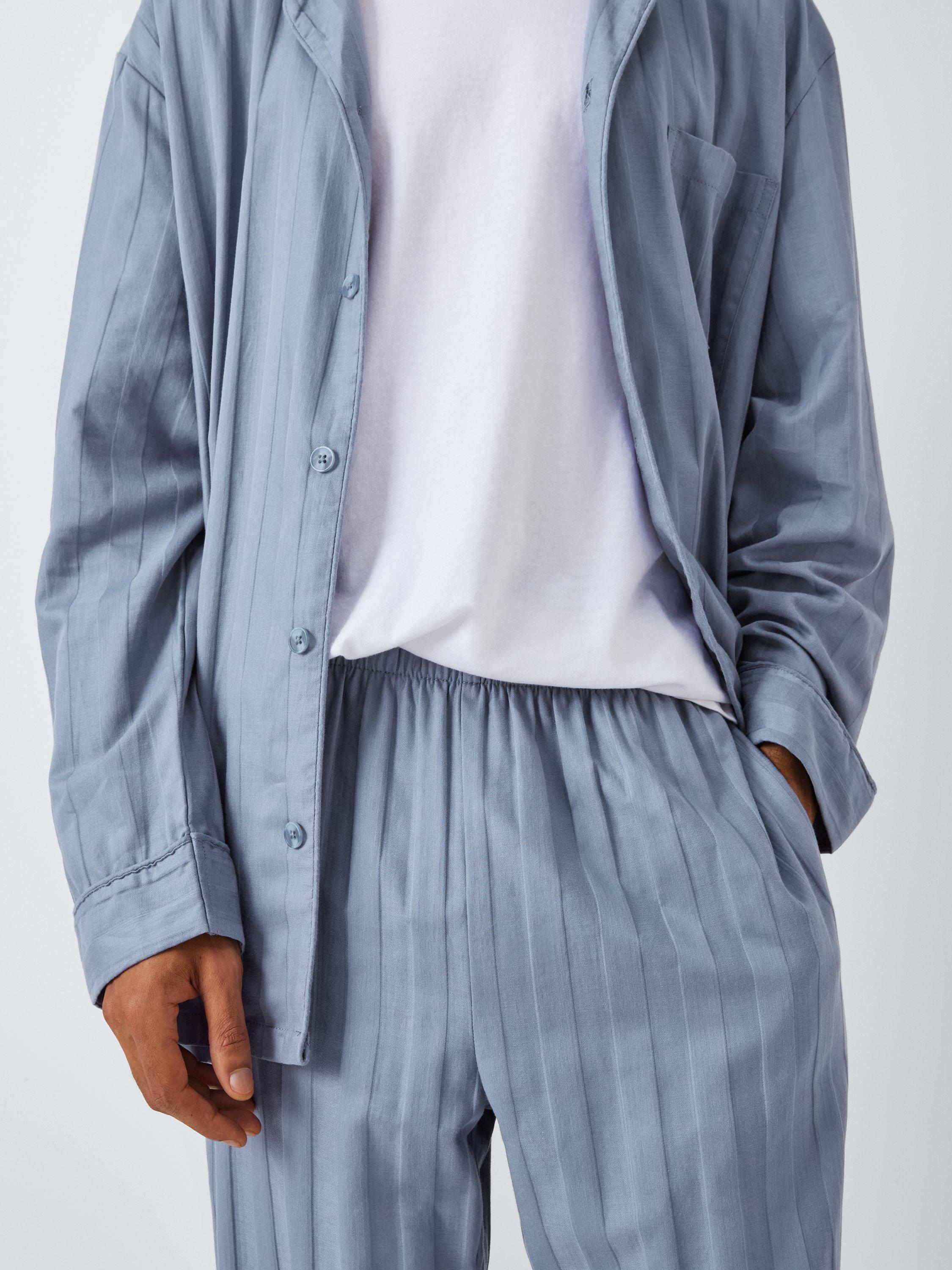 Product image 6 of 6, which shows John Lewis Sateen Jacquard Pyjama Set, Blue Mid, M