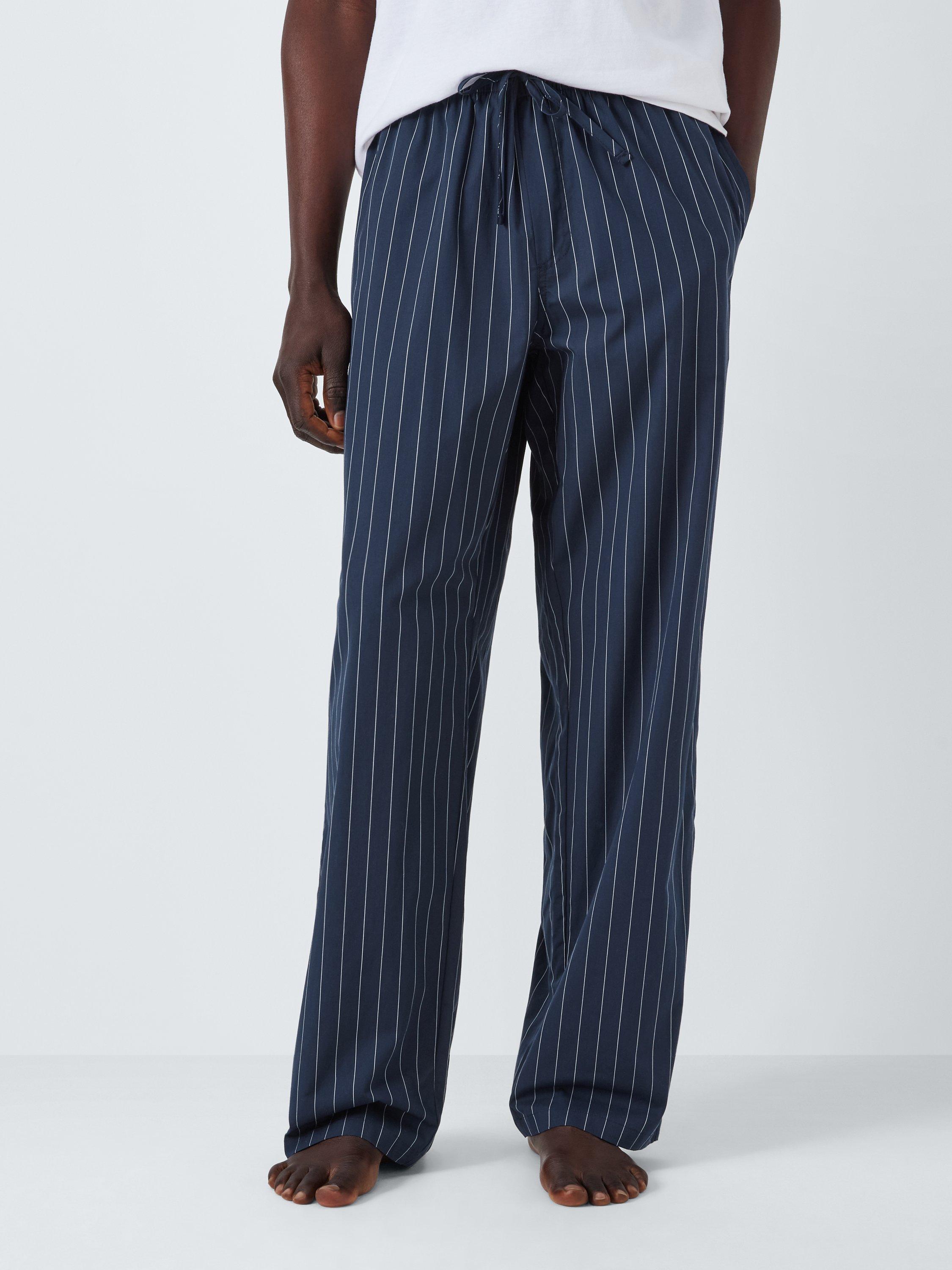 John Lewis Organic Cotton Pinstripe Pyjama Trousers Blue Navy