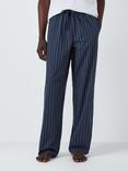 John Lewis Organic Cotton Pinstripe Pyjama Trousers, Blue Navy