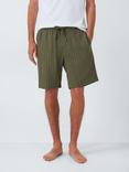 John Lewis Organic Cotton Pinstripe Pyjama Shorts, Green Olive