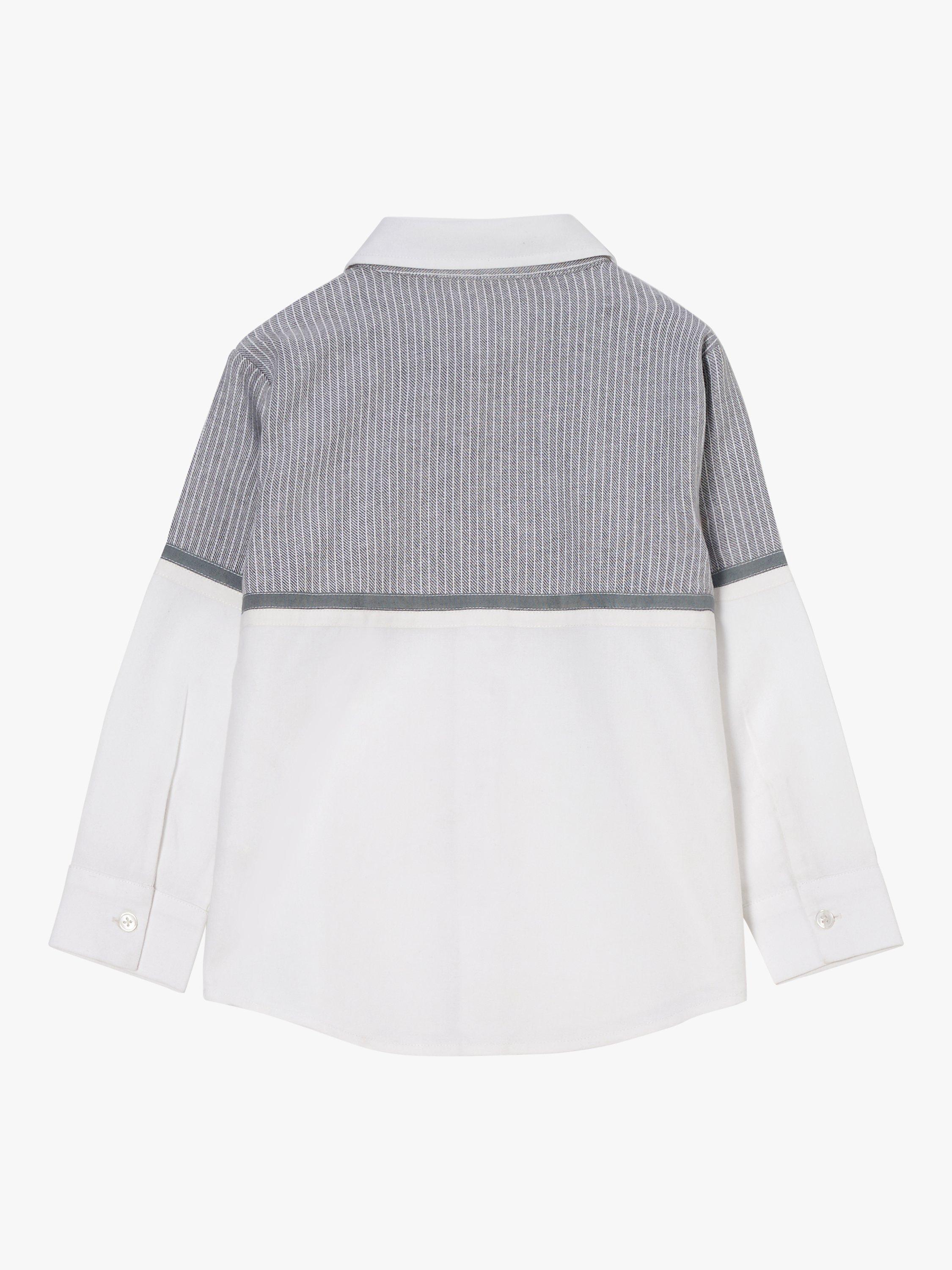 Product image 5 of 6, which shows Angel & Rocket Kids' Striped Yoke Oxford Shirt, White/Grey, 3 years