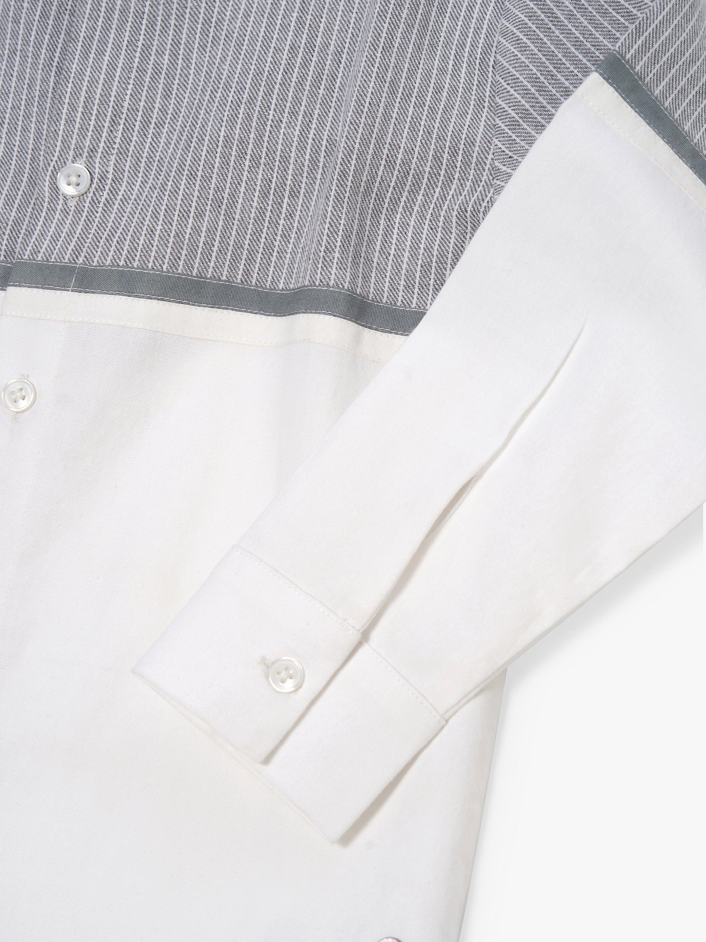Product image 6 of 6, which shows Angel & Rocket Kids' Striped Yoke Oxford Shirt, White/Grey, 3 years