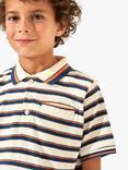 Angel & Rocket Kids' Abel Towelling Stripe Polo Shirt, Cream/Multi