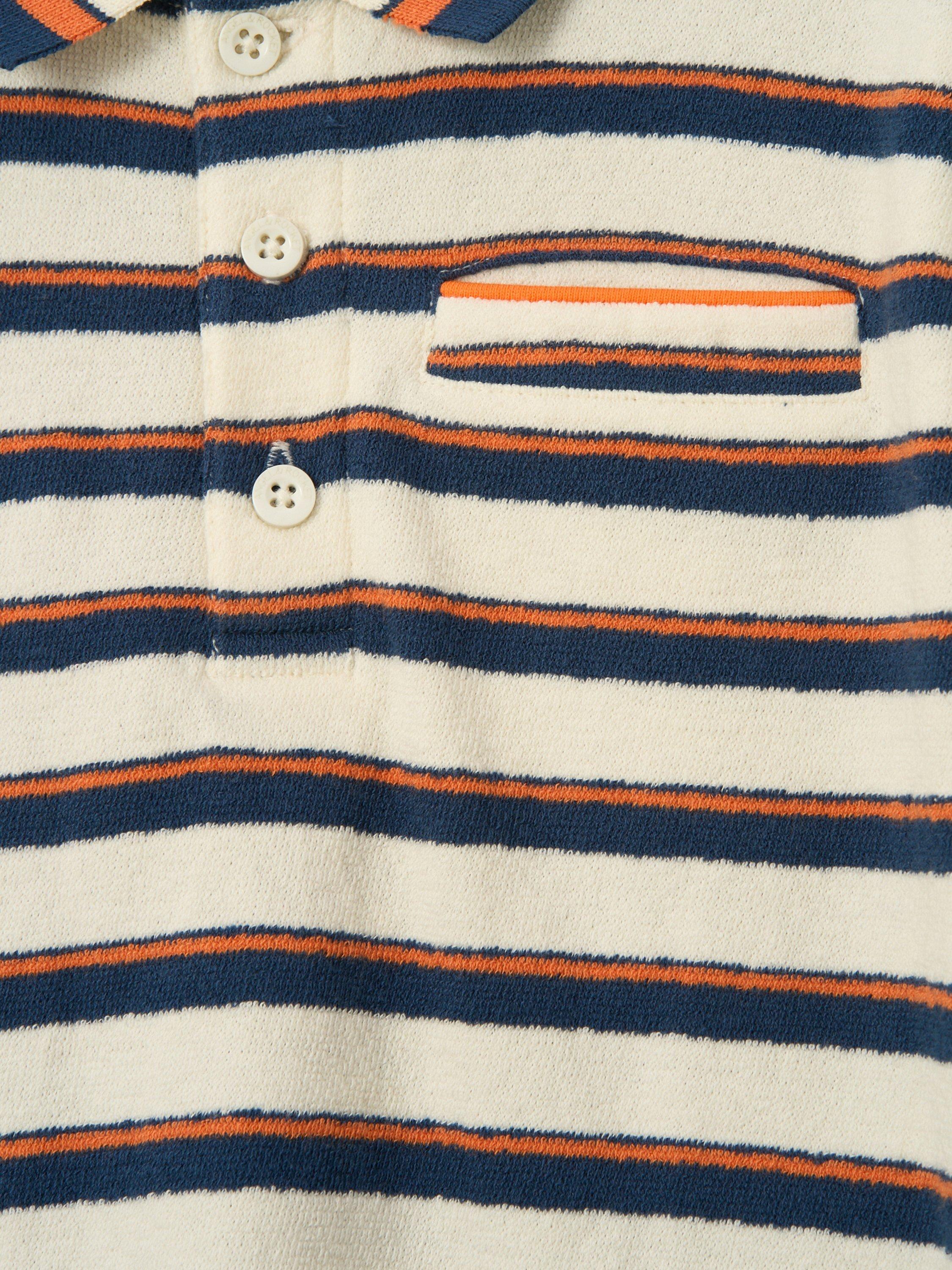 Product image 6 of 6, which shows Angel & Rocket Kids' Abel Towelling Stripe Polo Shirt, Cream/Multi, 3 years