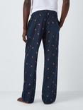 John Lewis Organic Cotton Christmas Robin Lounge Pants, Navy Blue