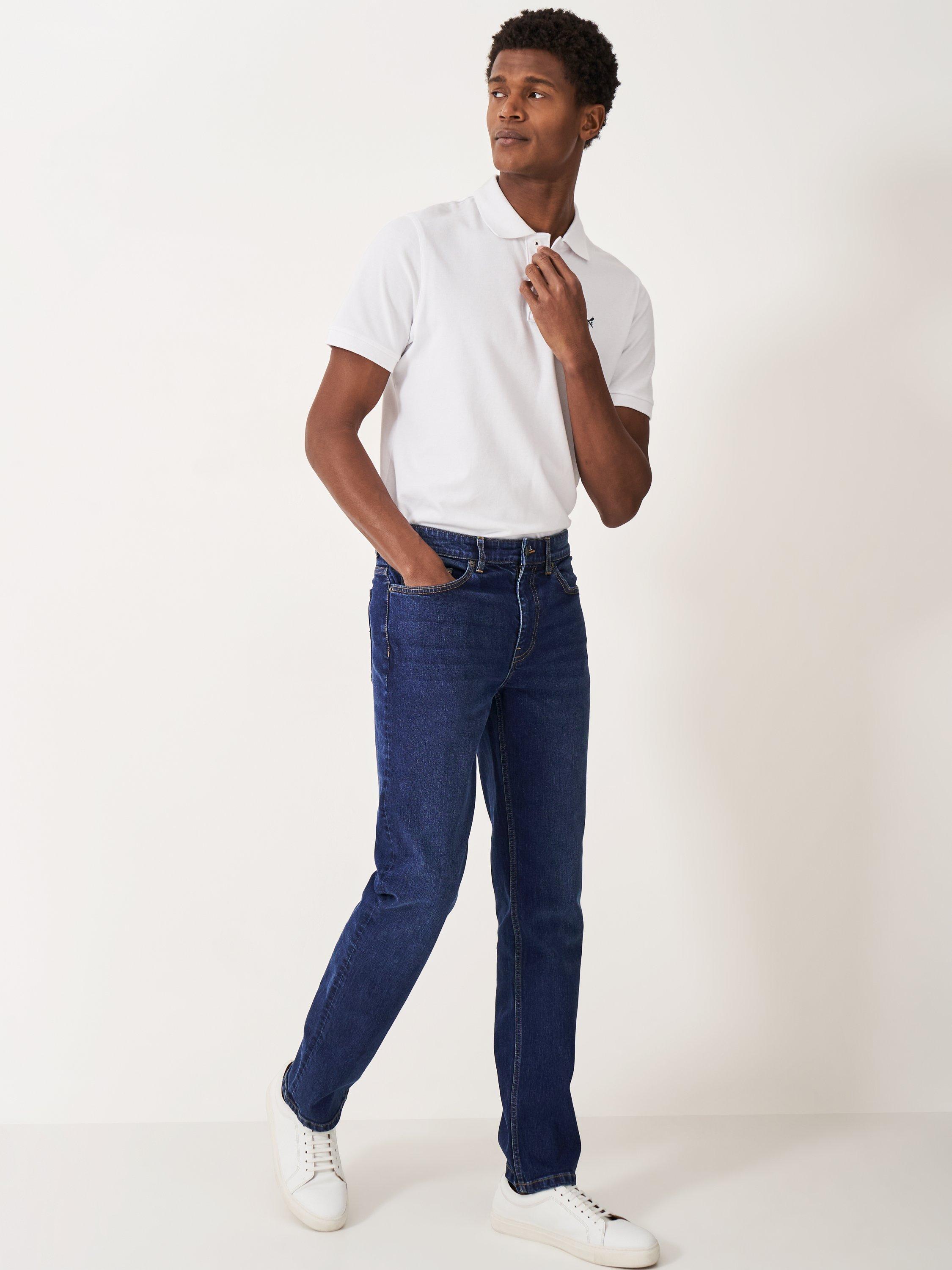 Product image 1 of 5, which shows Crew Clothing Spencer Slim Leg Jeans, Mid Blue, 30R