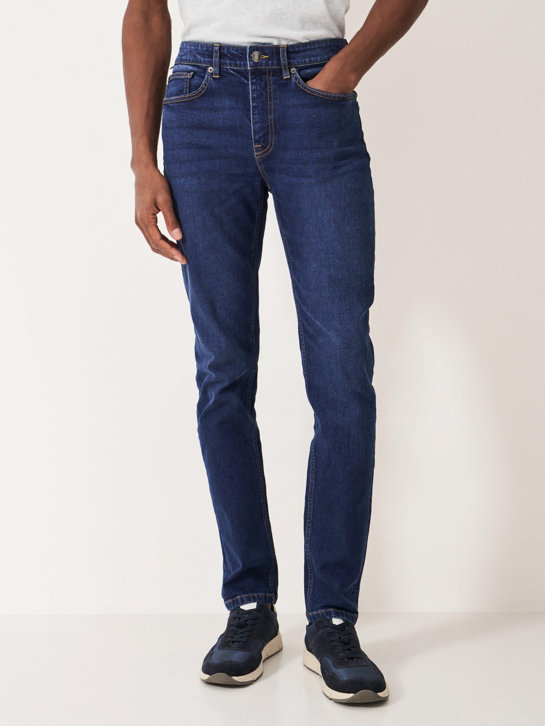 Product image 2 of 5, which shows Crew Clothing Parker Straight Leg Jeans, Mid Blue, 40R