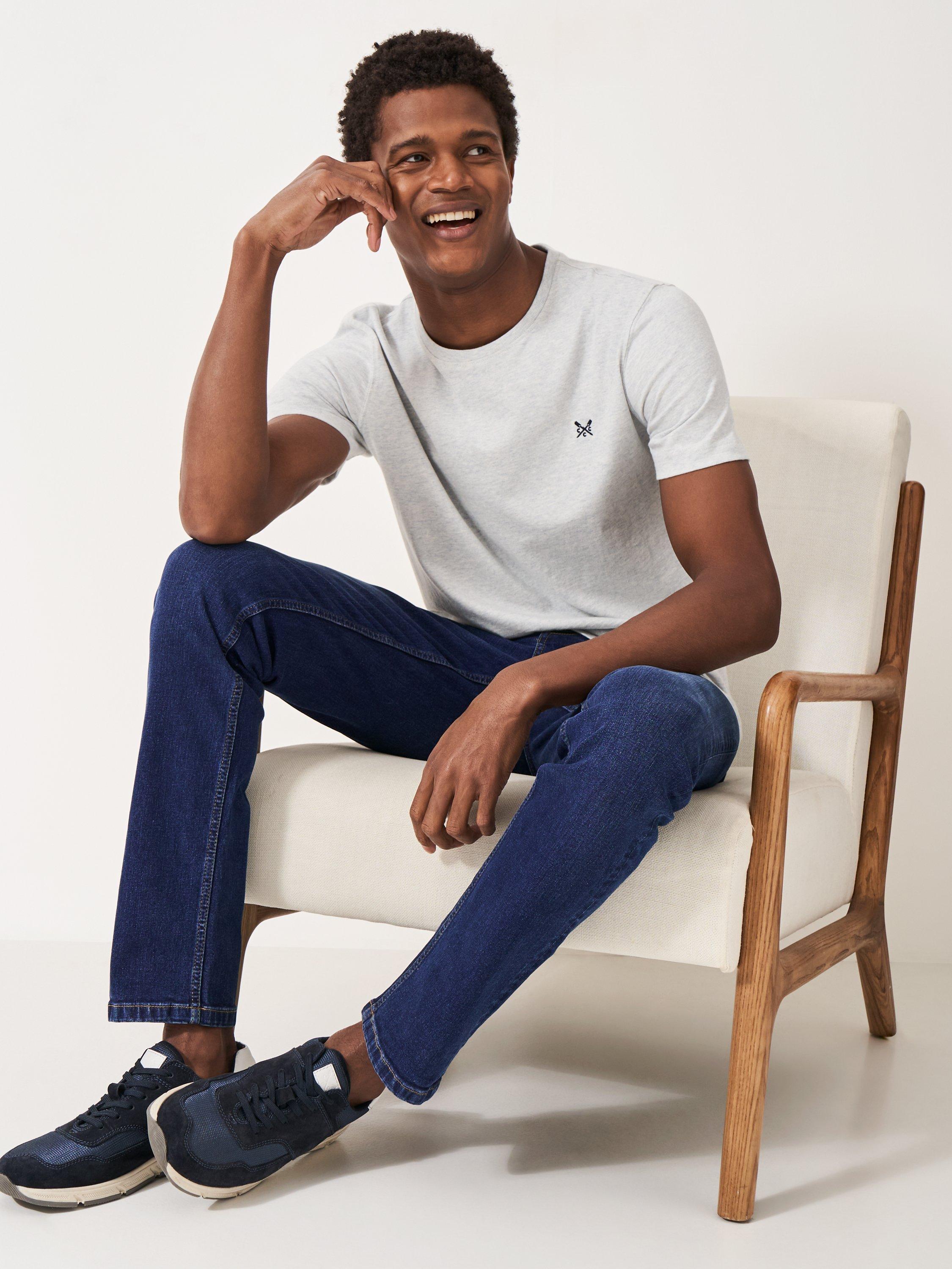 Product image 3 of 5, which shows Crew Clothing Parker Straight Leg Jeans, Mid Blue, 40R