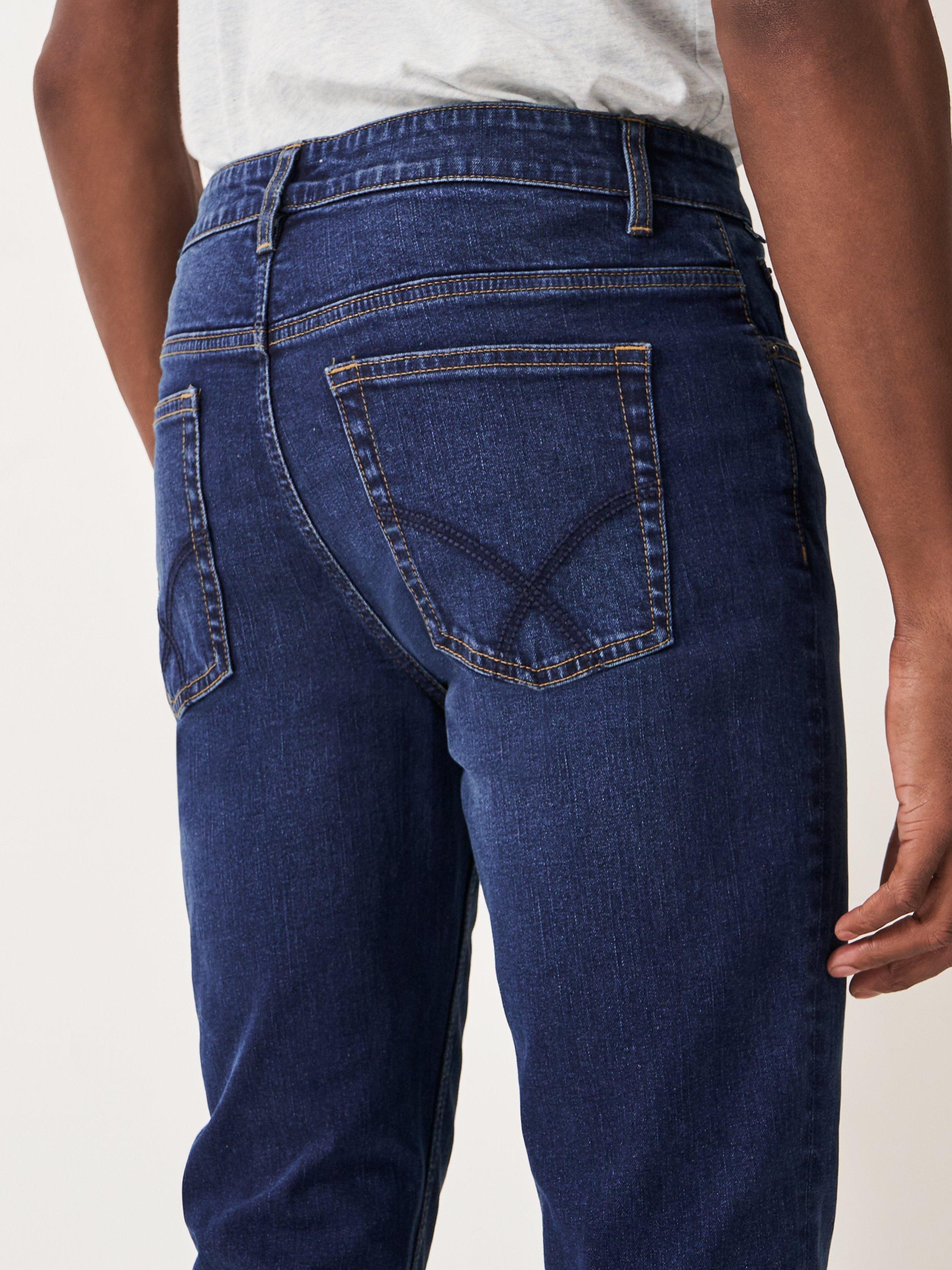 Product image 5 of 5, which shows Crew Clothing Parker Straight Leg Jeans, Mid Blue, 40R