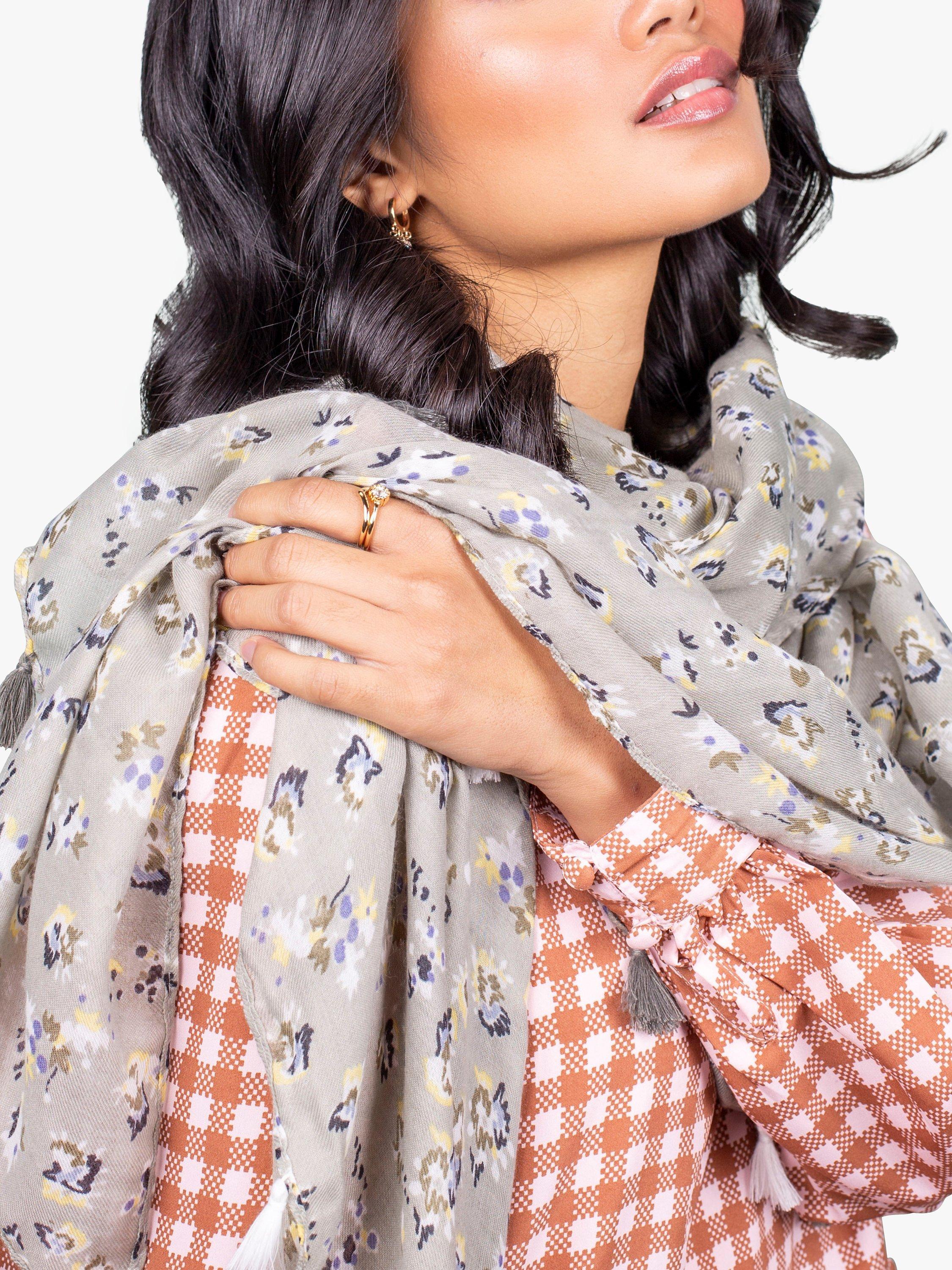 Bloom & Bay Laken Floral Print Scarf, Sage Green/Multi
