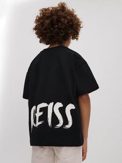Reiss Kids' Abbott Paintstroke Logo T-Shirt, Washed Black