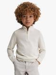 Reiss Kids' Blackhall Funnel Neck Half Zip Wool Jumper, Snow