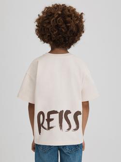 Reiss Kids' Abbott Paintstroke Logo T-Shirt - view 2, Ecru
