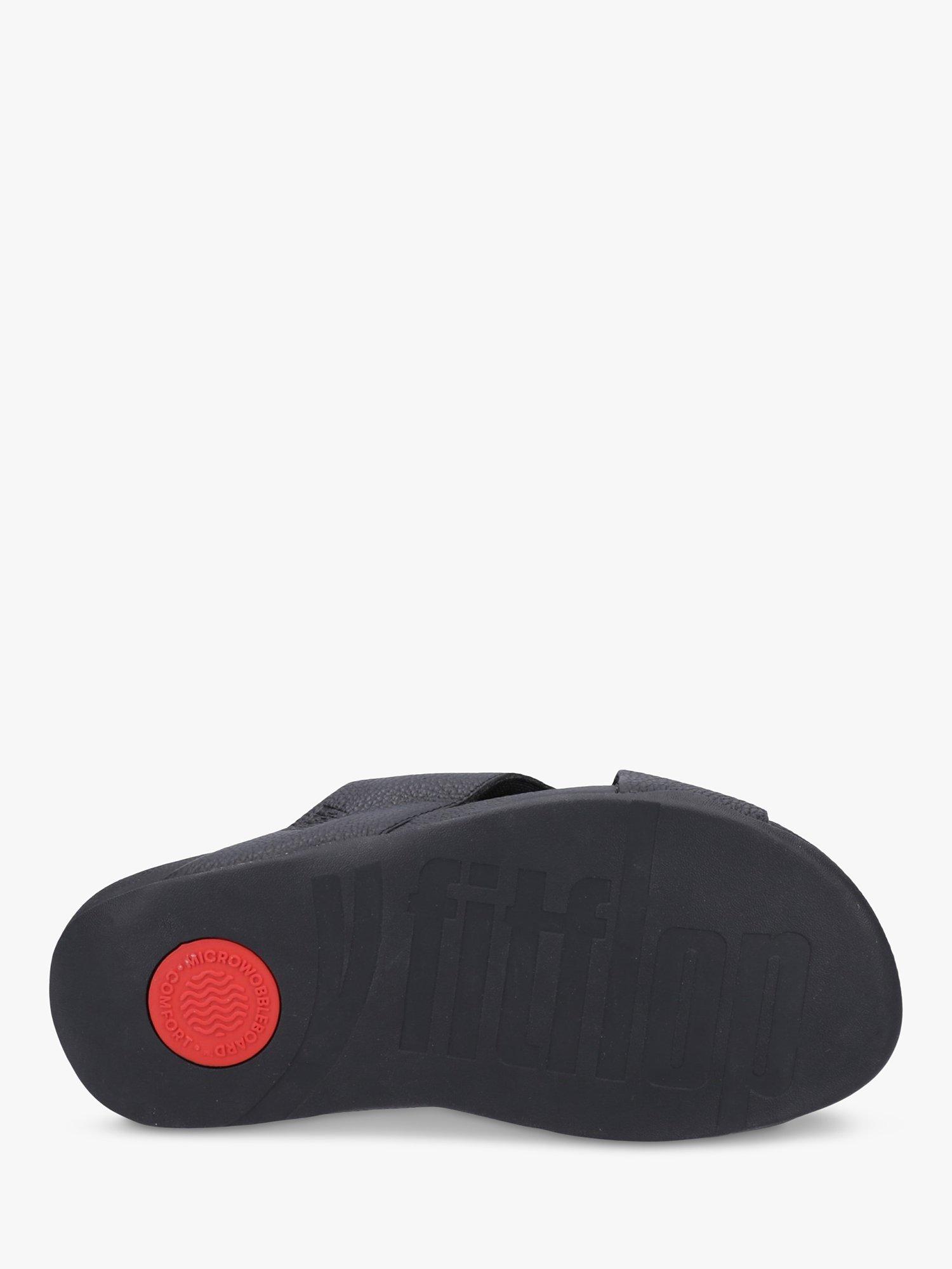 Product image 4 of 4, which shows FitFlop Surfer Leather Sliders, Black, 7