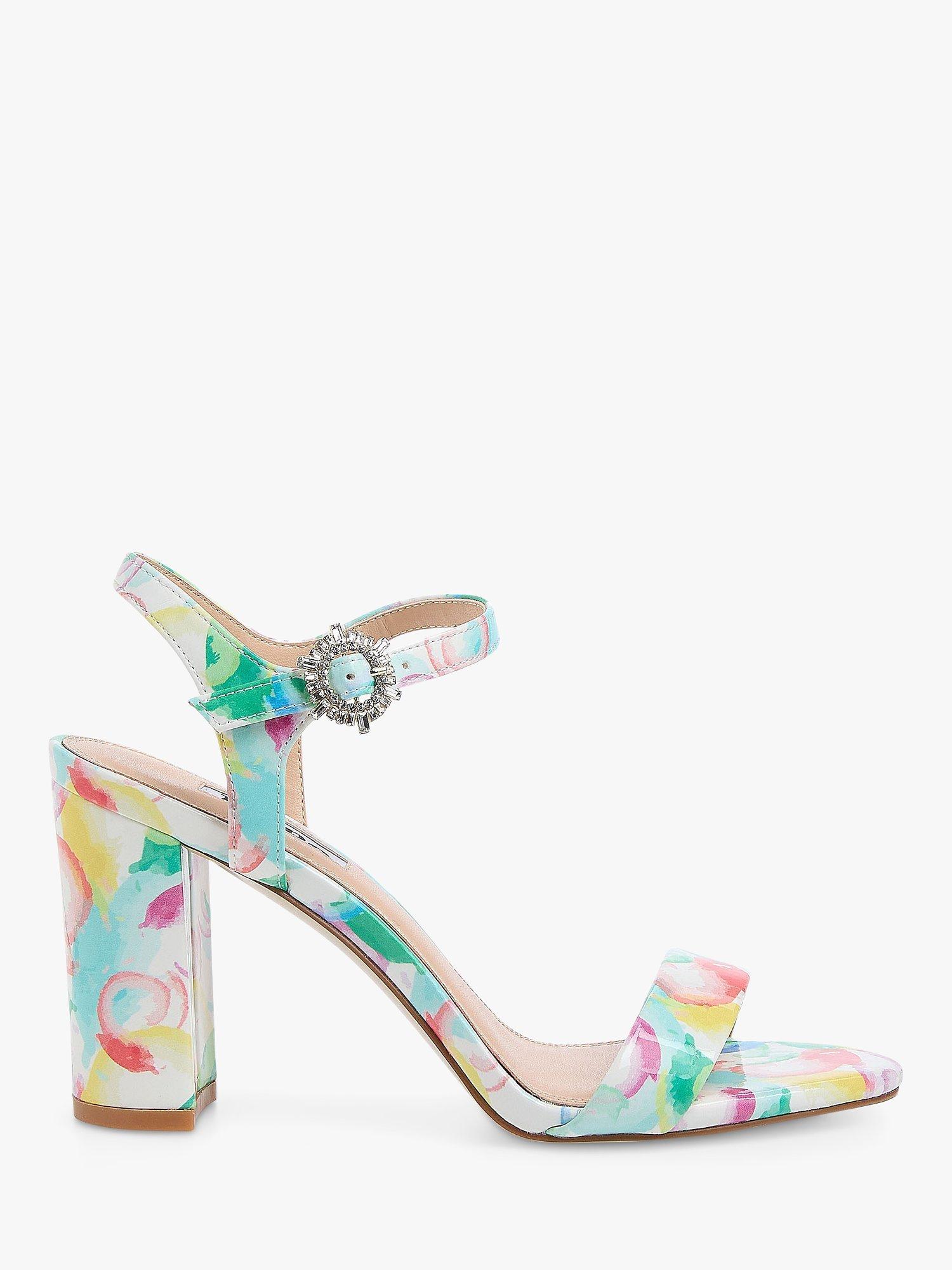 Dune Merriment Abstract Print High Block Heel Sandals, Multi, 6