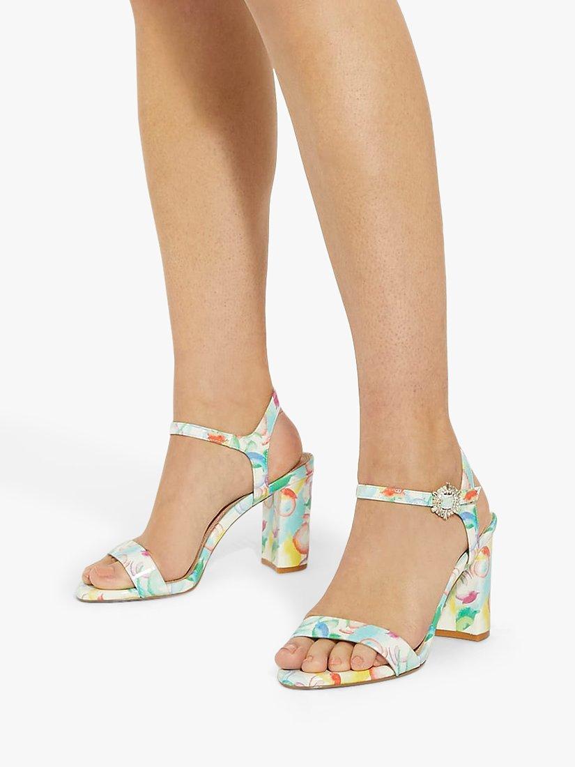 Dune Merriment Abstract Print High Block Heel Sandals, Multi, 6