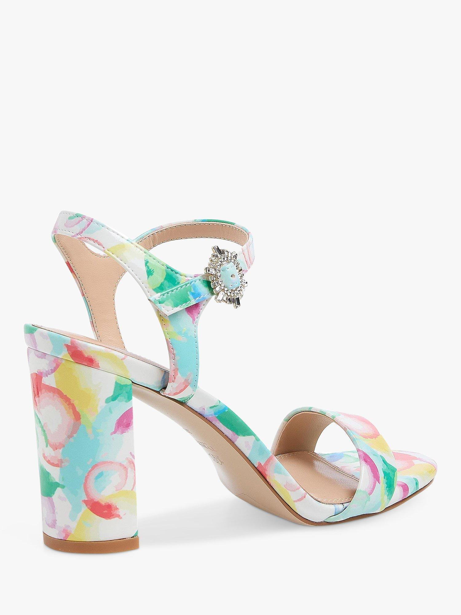 Dune Merriment Abstract Print High Block Heel Sandals, Multi, 6