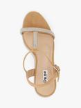 Dune Kitten Suede Embellished T-Bar Wedge Sandals, Camel