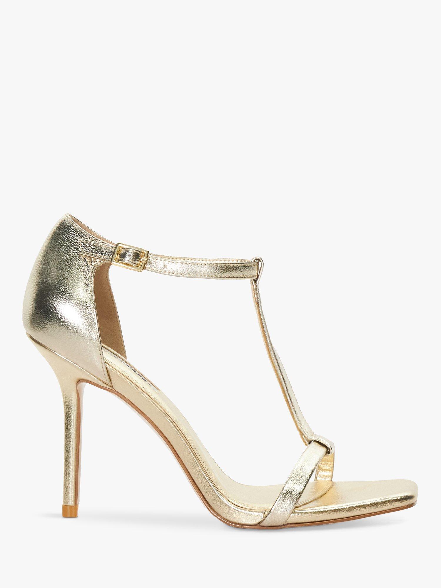 Dune Milani Leather Stiletto Heel Sandals, Gold